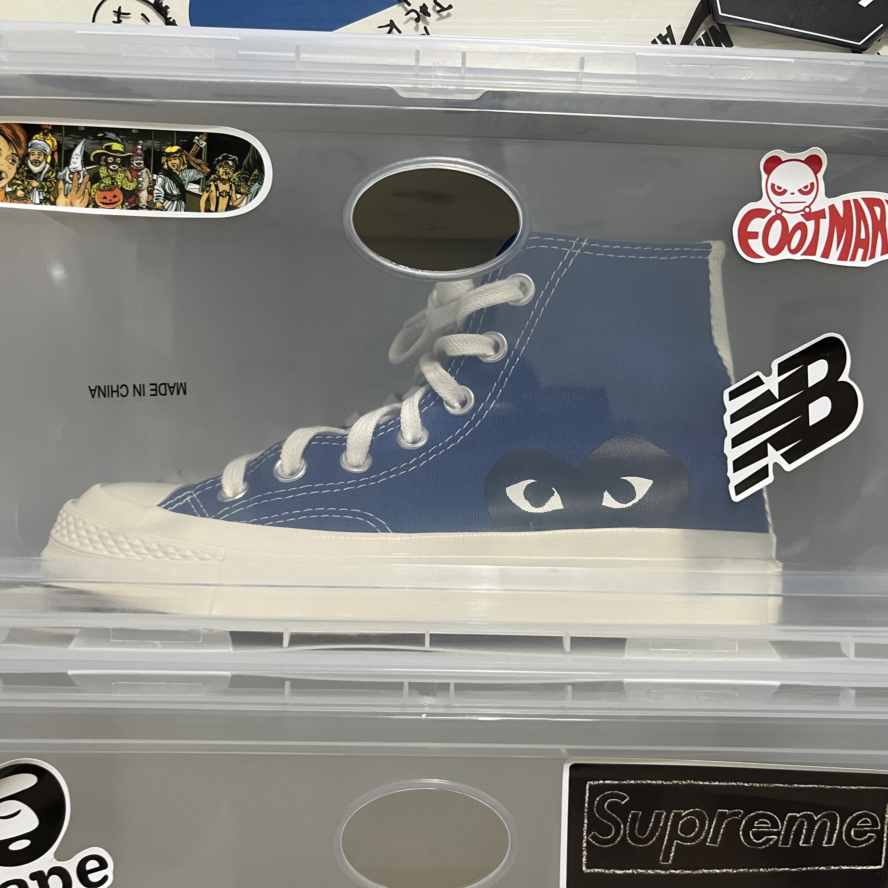 Converse x Play Comme des Garcons Chuck 70 Hi Blue Quartz 착용 스타일