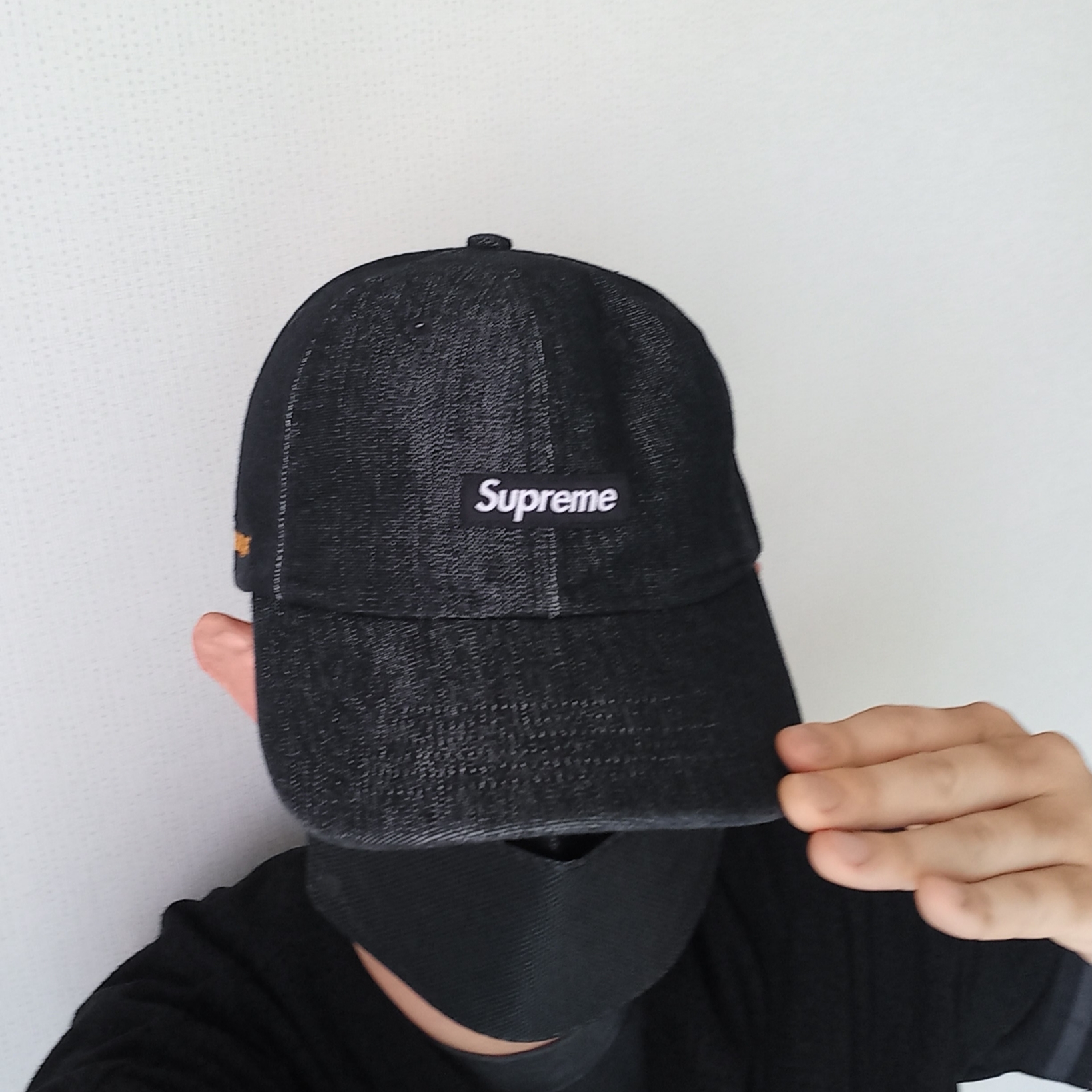 Supreme Cordura Denim Small Box 6-Panel Black - 24SS, Supreme Ultrasuede Mesh Baseball Jersey Black - 24SS 착용 스타일 - 2