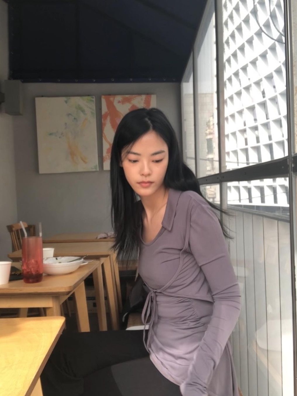 Elfelfelf Archives Women Collar Vest Long T City Gray 착용 스타일