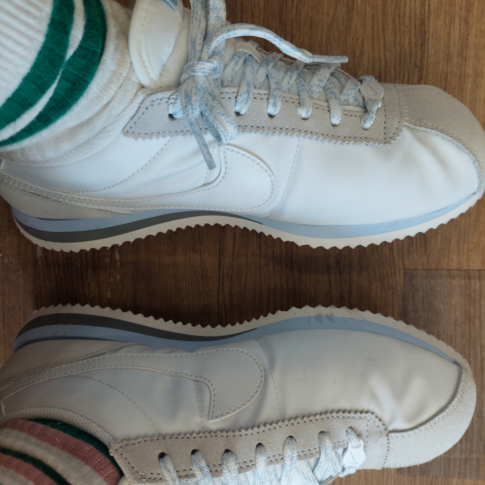 (W) Nike Cortez Summit White Glacier Blue 착용 스타일 - 3