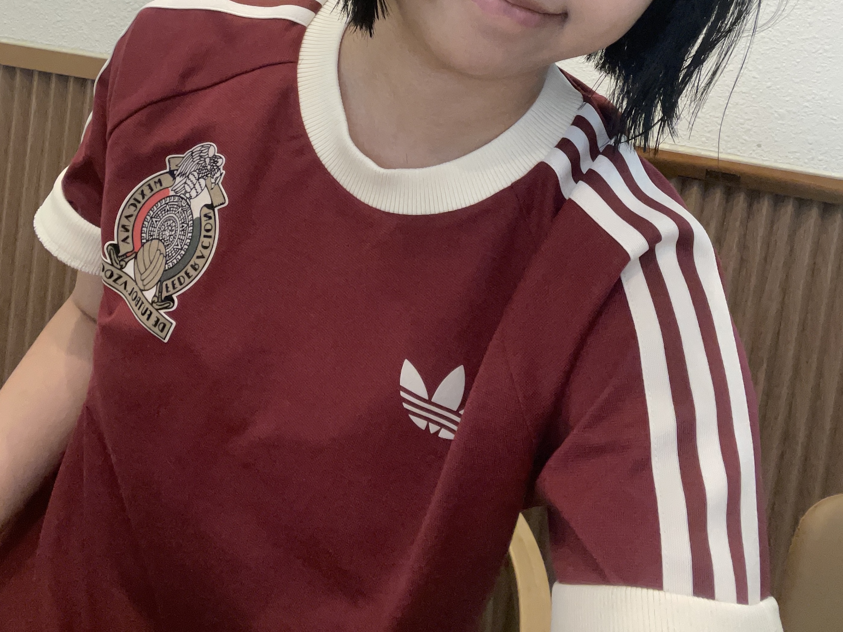 Adidas Mexico Adicolor 3S T-Shirt Noble Maroon - KR Sizing 착용 스타일