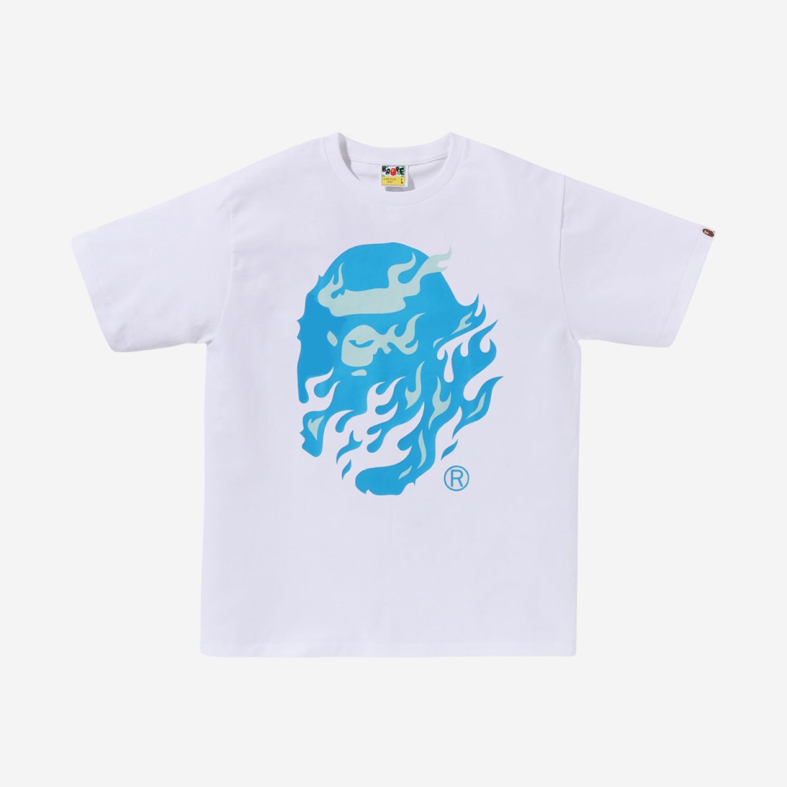 BAPE Flame Ape Head T-Shirt White Blue 상세 이미지 1