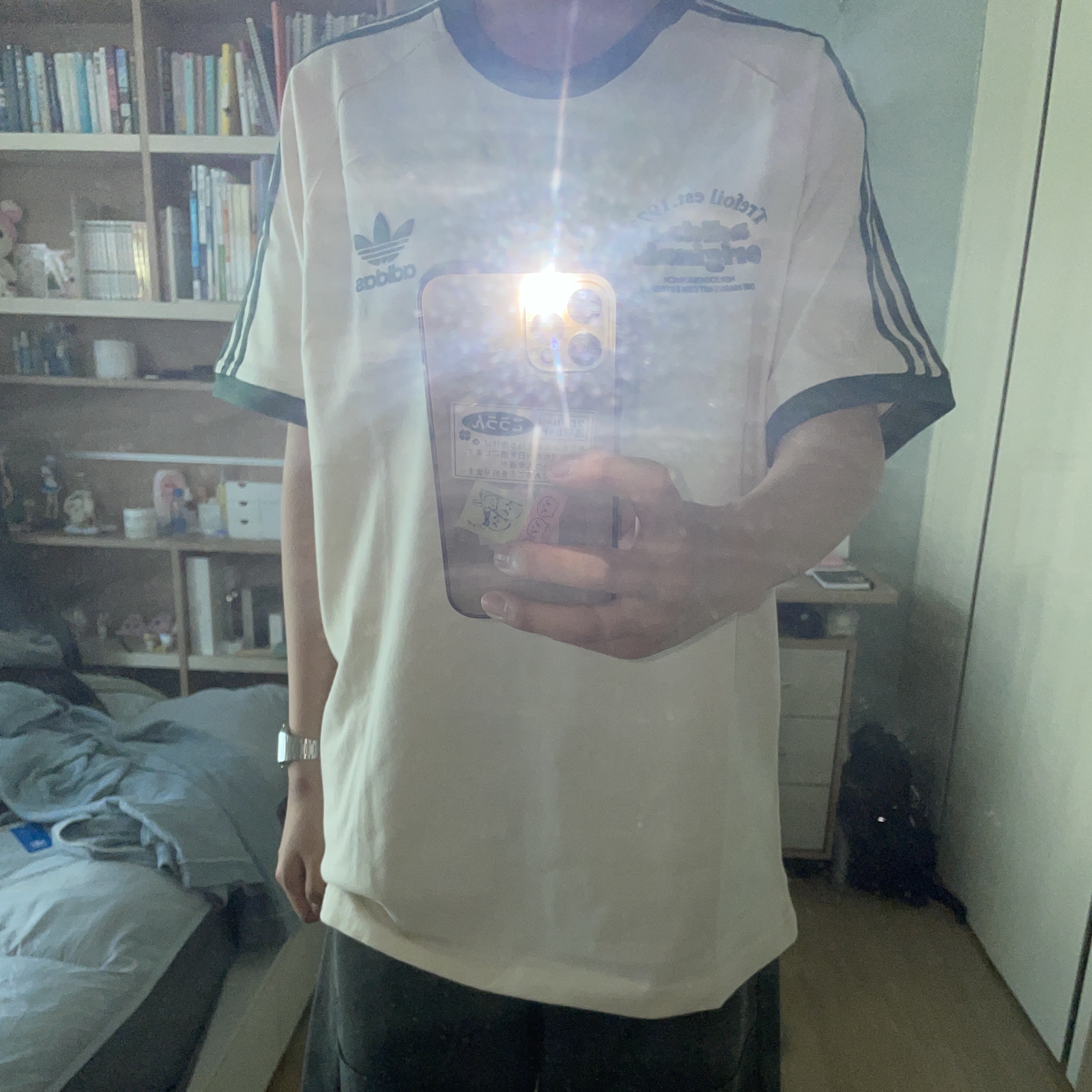 Adidas Sport Graphic Cali T-Shirt Wonder White - KR Sizing 착용 스타일
