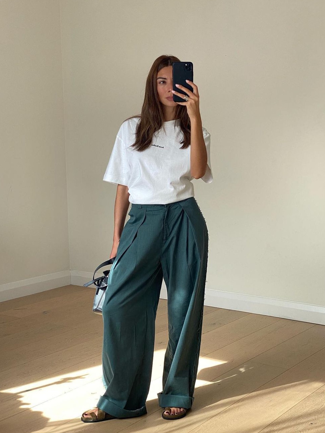 SERIES Straight Cotton Linen Dying Pants Ivory, Beautiful People Linen Cotton Satin Bow Silhouette Pants Charcoal 착용 스타일 - 5