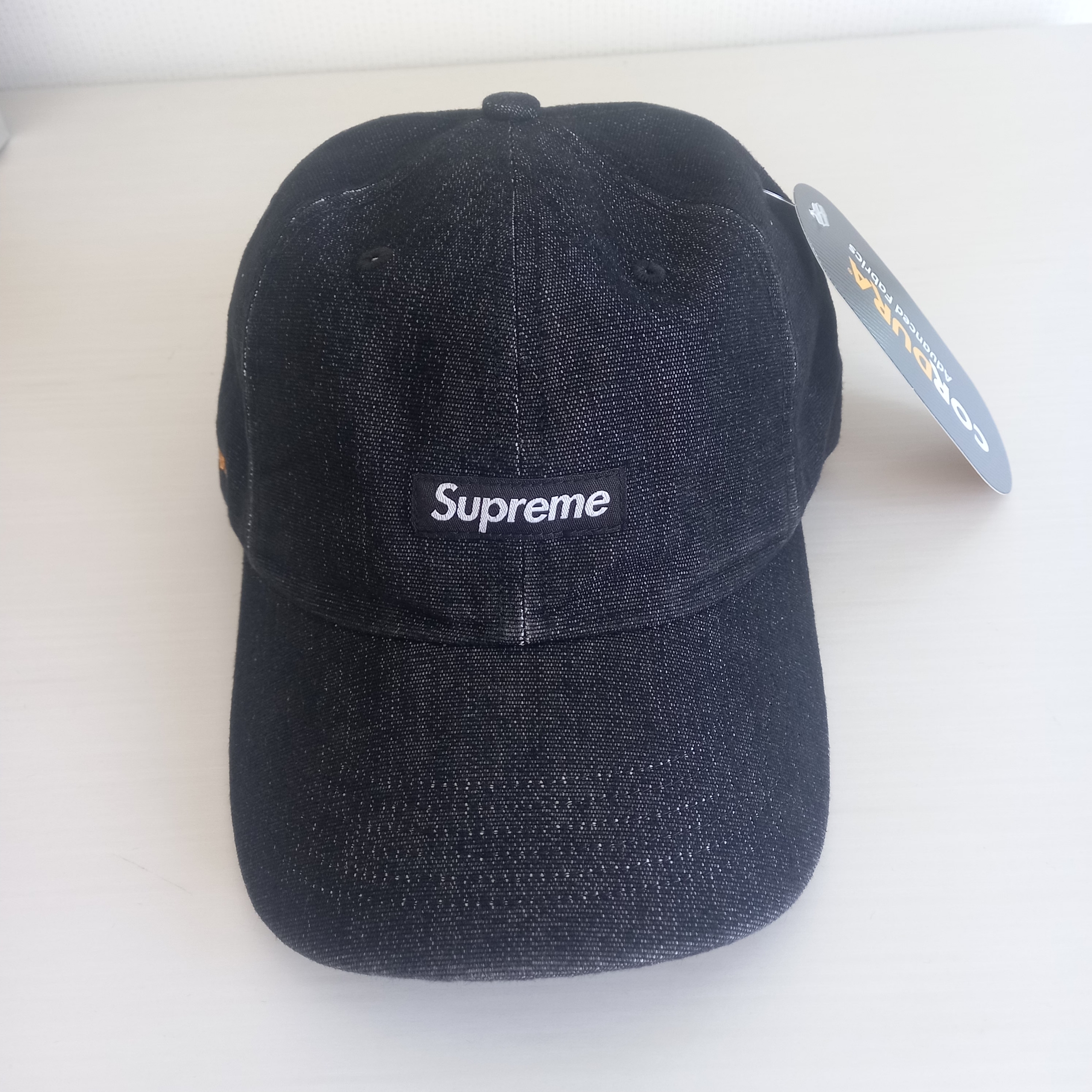 Supreme Cordura Denim Small Box 6-Panel Black - 24SS 착용 스타일 - 1