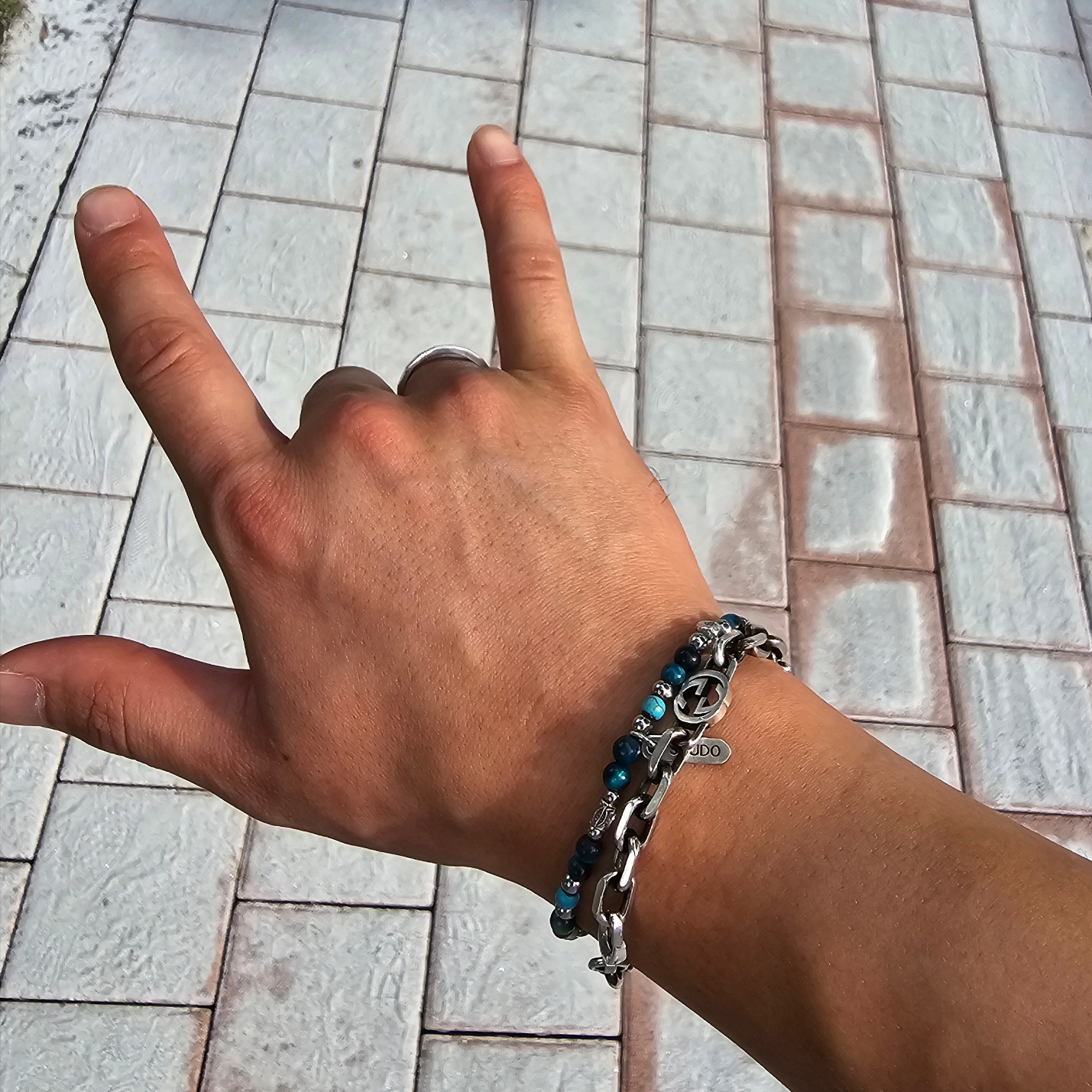 Scudo Karen Beads Bracelet Ocean Blue, Gucci Interlocking G Bracelet Silver 착용 스타일