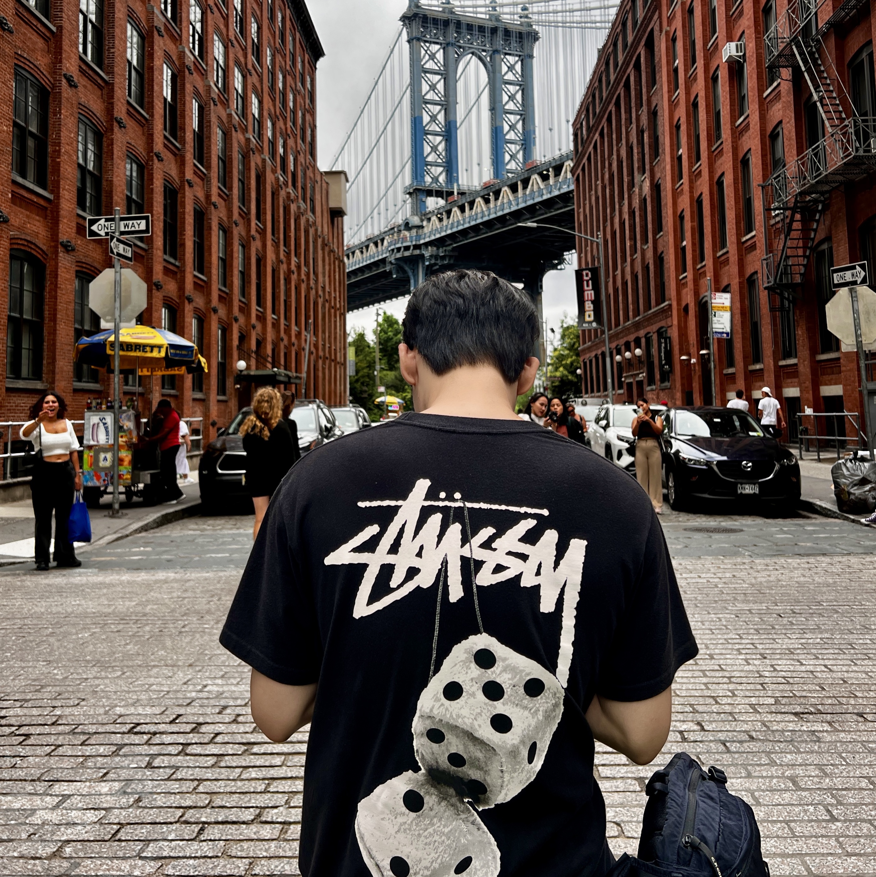 Stussy Fuzzy Dice T-Shirt Black 착용 스타일 - 1