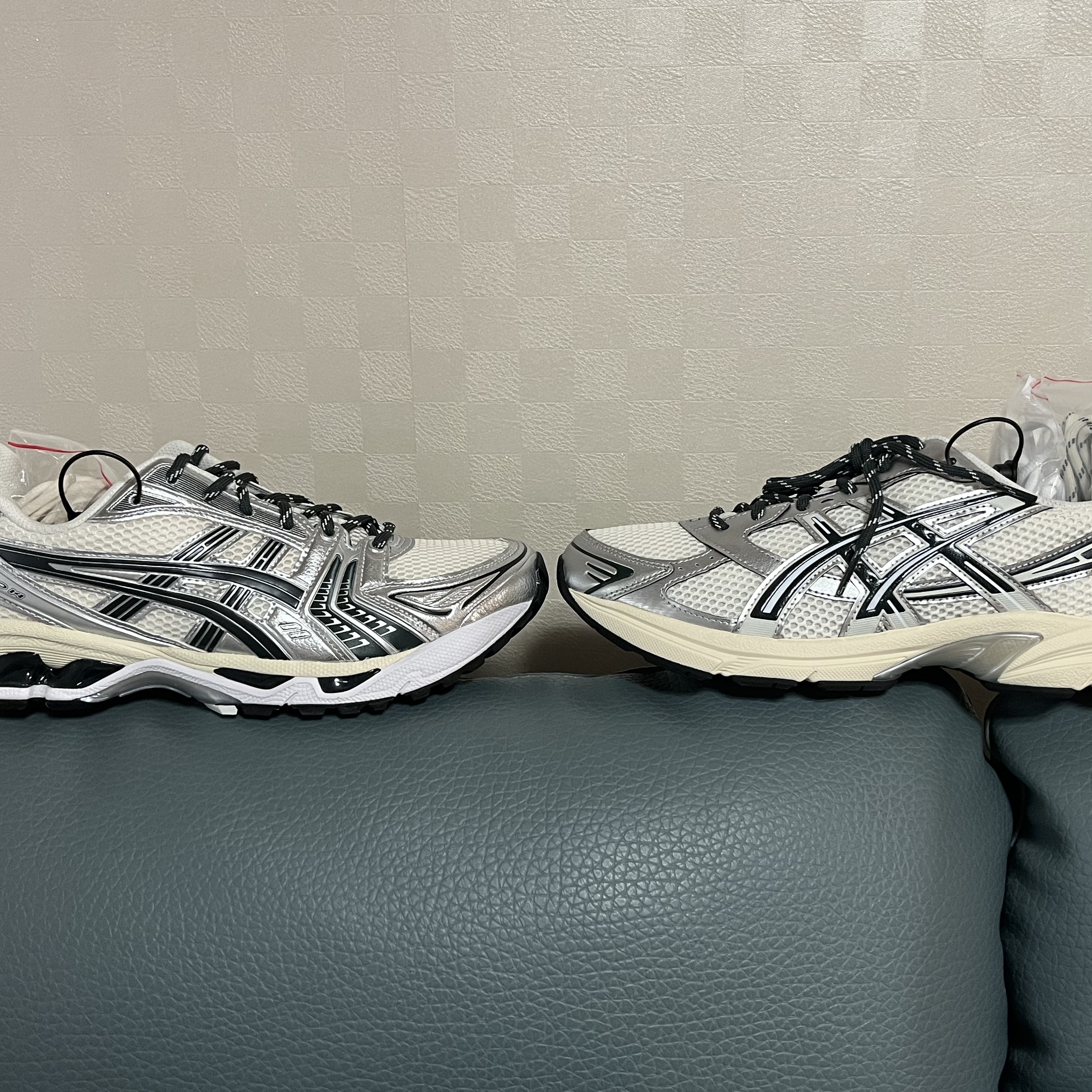 Asics x Kith Gel-1130 Cream Scarab, Asics x Kith Gel-Kayano 14 Cream Scarab 착용 스타일