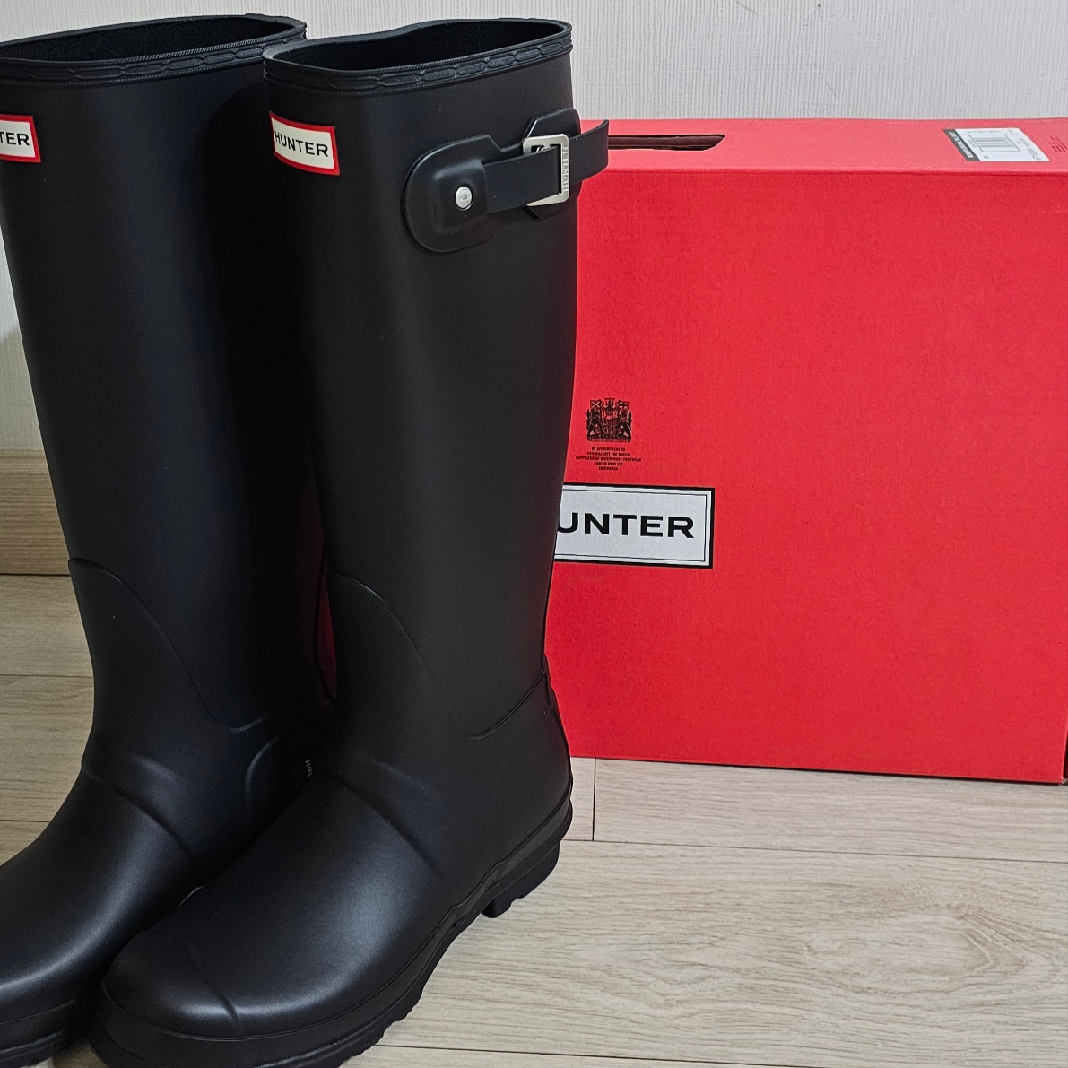 (W) Hunter Original Tall Rain Boots Black 착용 스타일