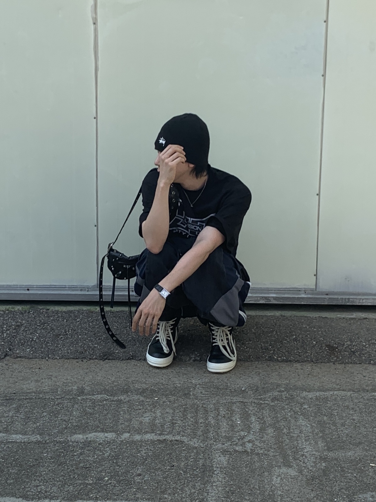 Stussy Basic Skullcap Beanie Black, Rick Owens Geobasket Full Grain Calf Leather Strobe Sneakers Black Milk White 착용 스타일 - 7