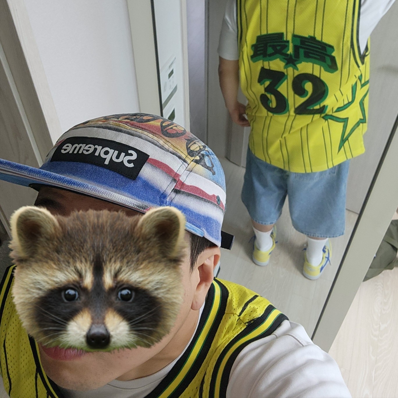 Supreme Star Basketball Jersey Yellow - 24SS, Supreme Coated Denim Camp Cap Black - 24SS 착용 스타일 - 8