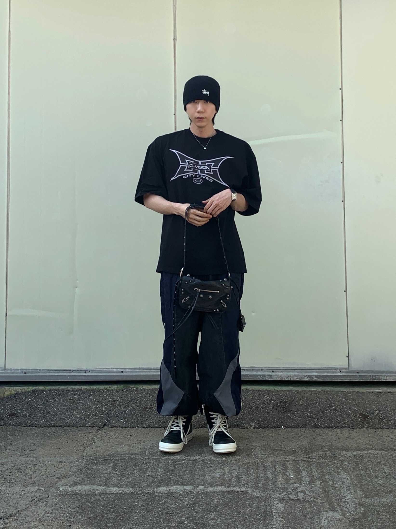 Stussy Basic Skullcap Beanie Black, Rick Owens Geobasket Full Grain Calf Leather Strobe Sneakers Black Milk White 착용 스타일 - 5