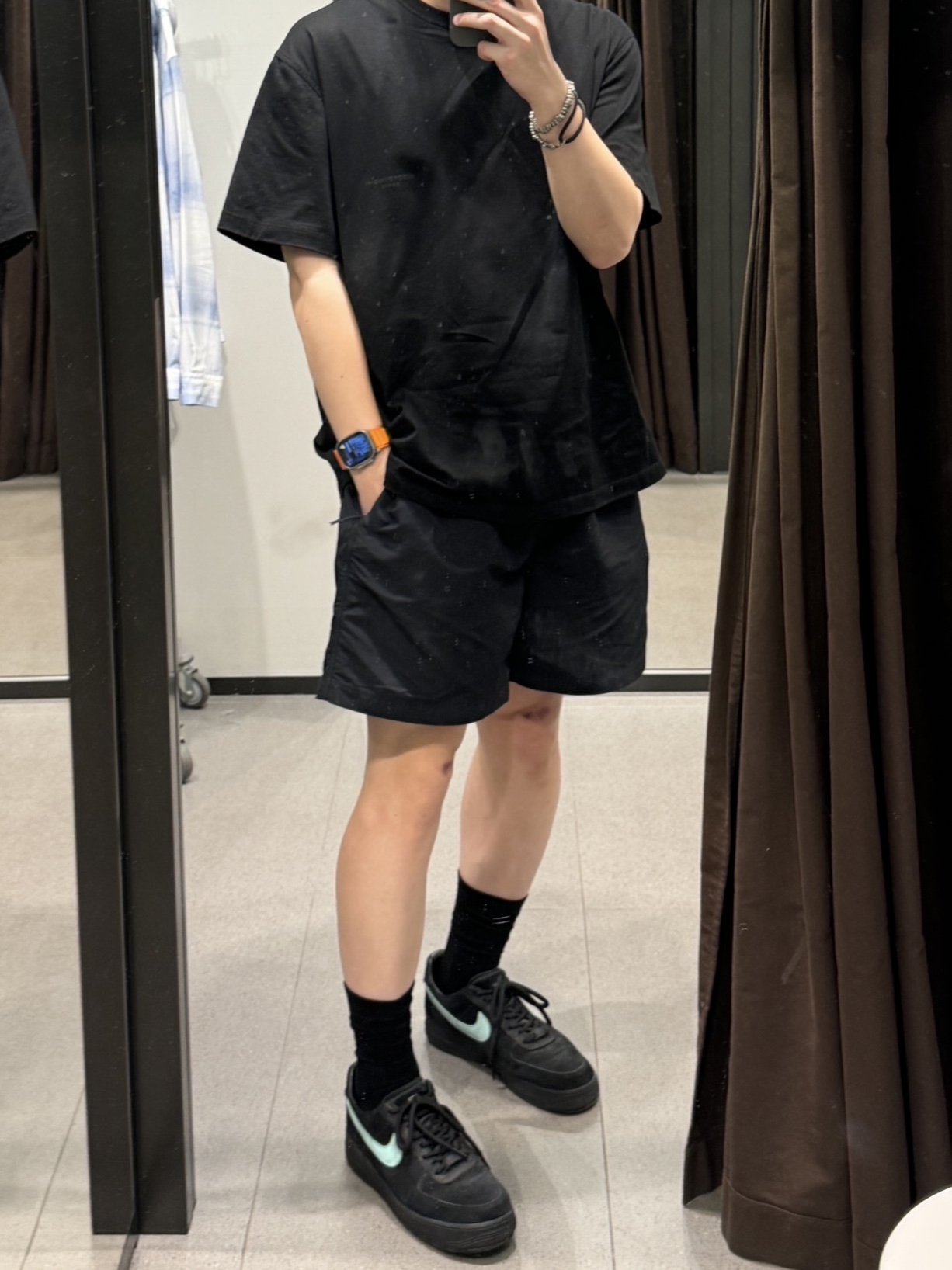 Wooyoungmi Cotton Leather Patch T-Shirt Black - 23SS, Nike NRG ACG Trail Shorts Black Dark Smoke Grey - Asia 착용 스타일