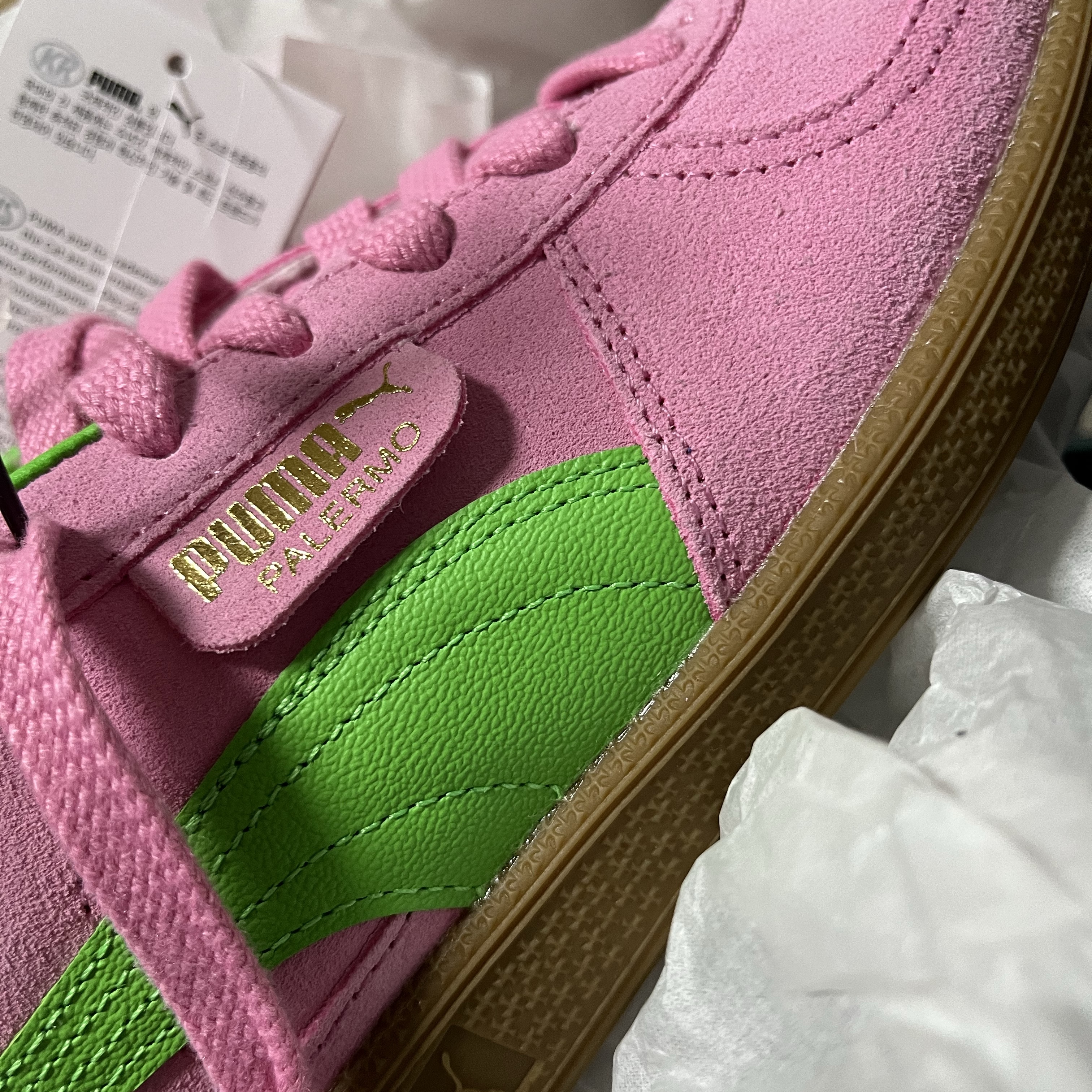 Puma Palermo Special Pink Delight Green 착용 스타일