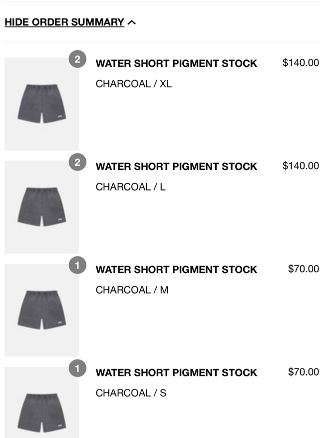 Stussy Stock Water Pigment Short Charcoal 착용 스타일 - 1