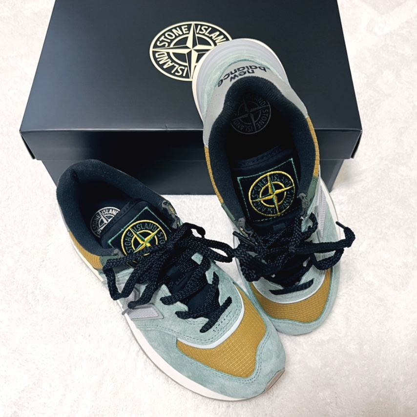 New Balance x Stone Island 574 Legacy Light Green 착용 스타일 - 2