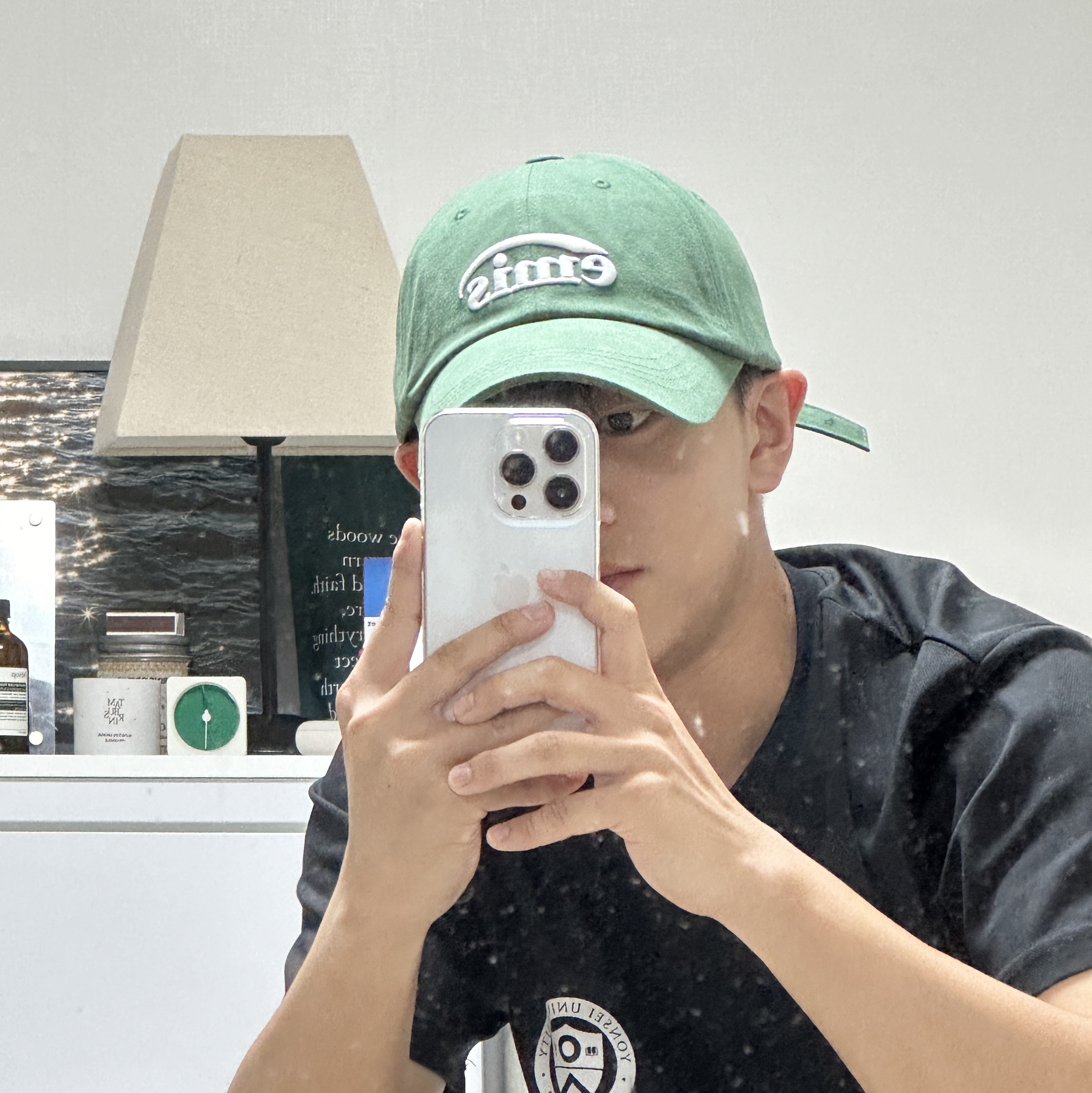 Emis New Logo Emis Cap Green 착용 스타일 - 2