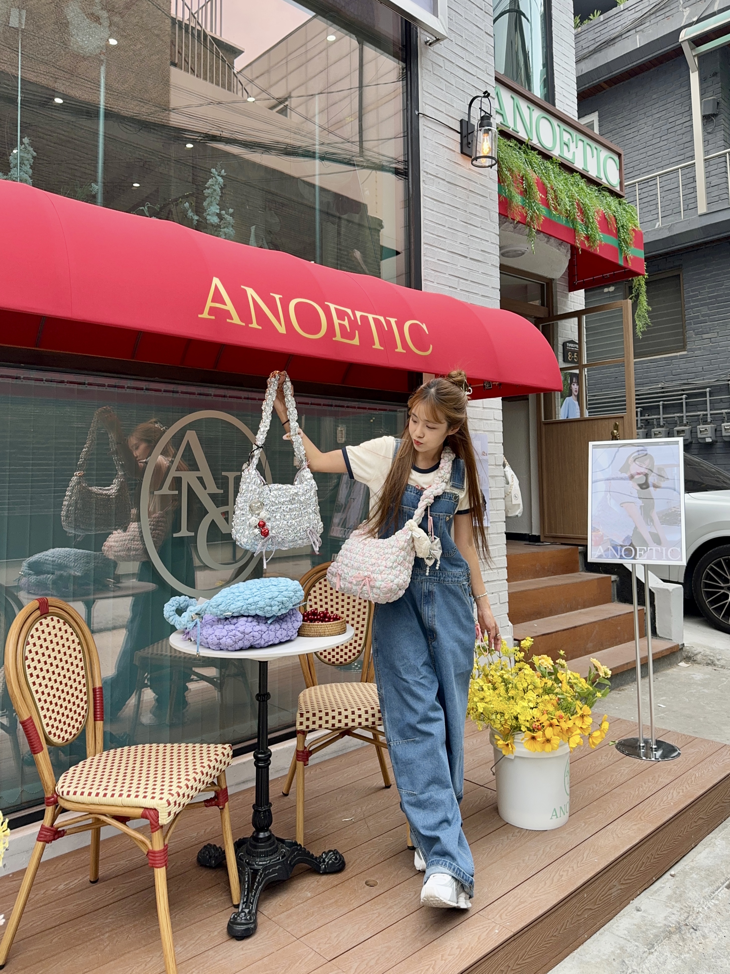 Anoetic Half Moon Cloud Bag Purple, Anoetic Anc Ribbon Cloud Bag Candy Lush 착용 스타일 - 3