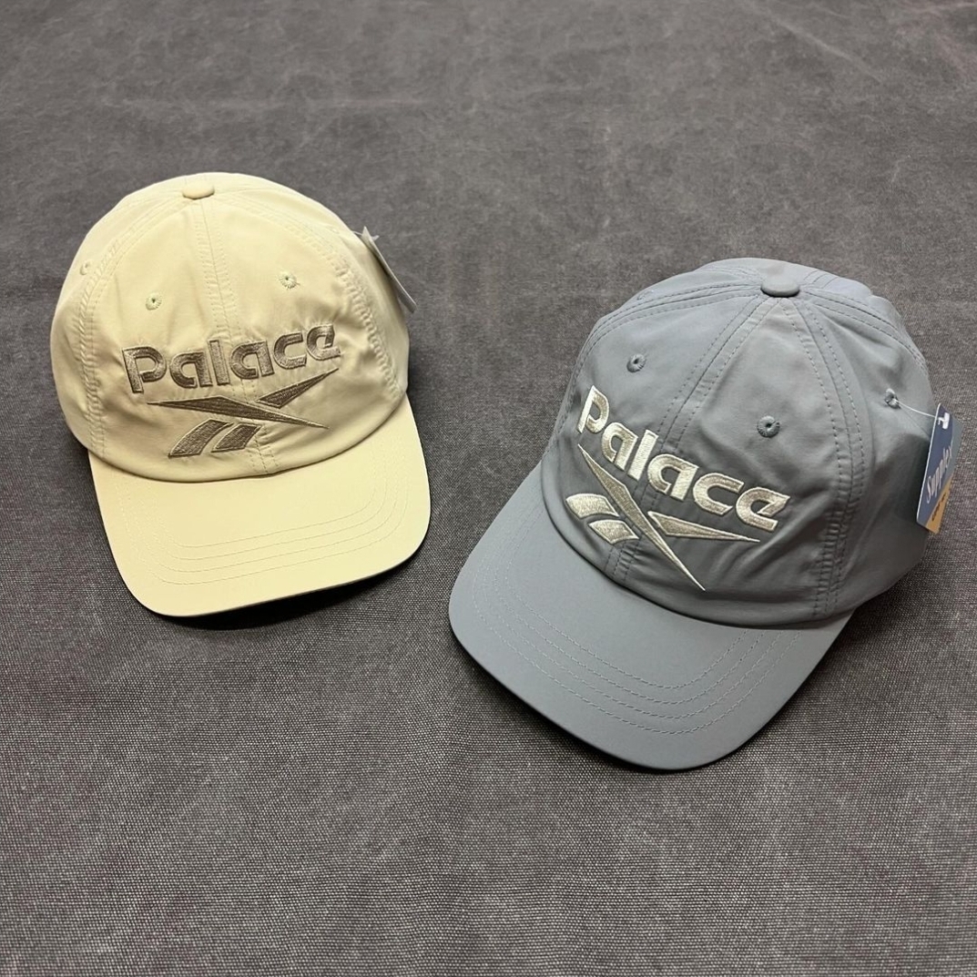 Palace x Reebok Cap Grey - 24SS, Palace x Reebok Cap Tan - 24SS 착용 스타일 - 1