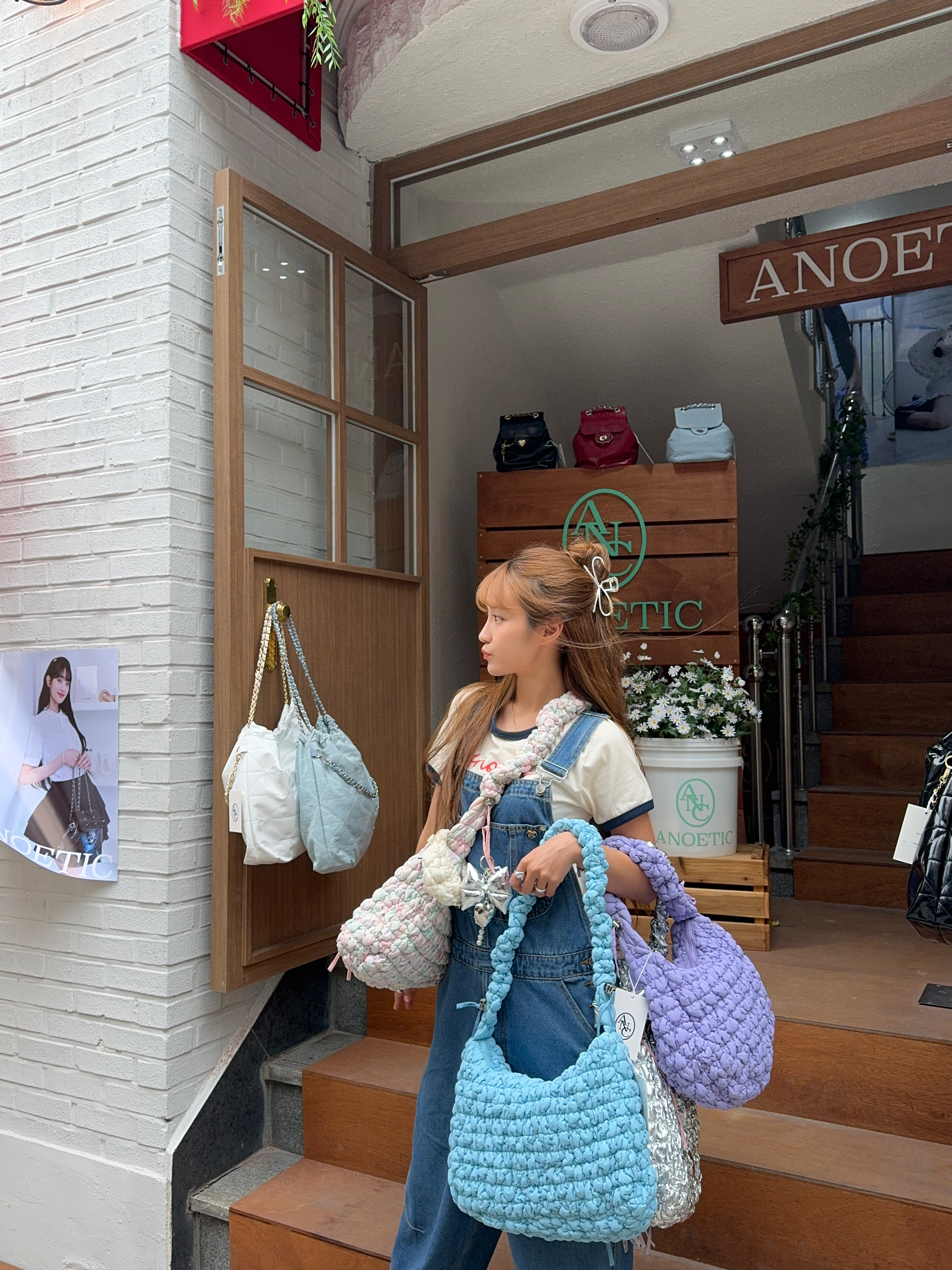 Anoetic Half Moon Cloud Bag Purple, Anoetic Anc Ribbon Cloud Bag Candy Lush 착용 스타일 - 5