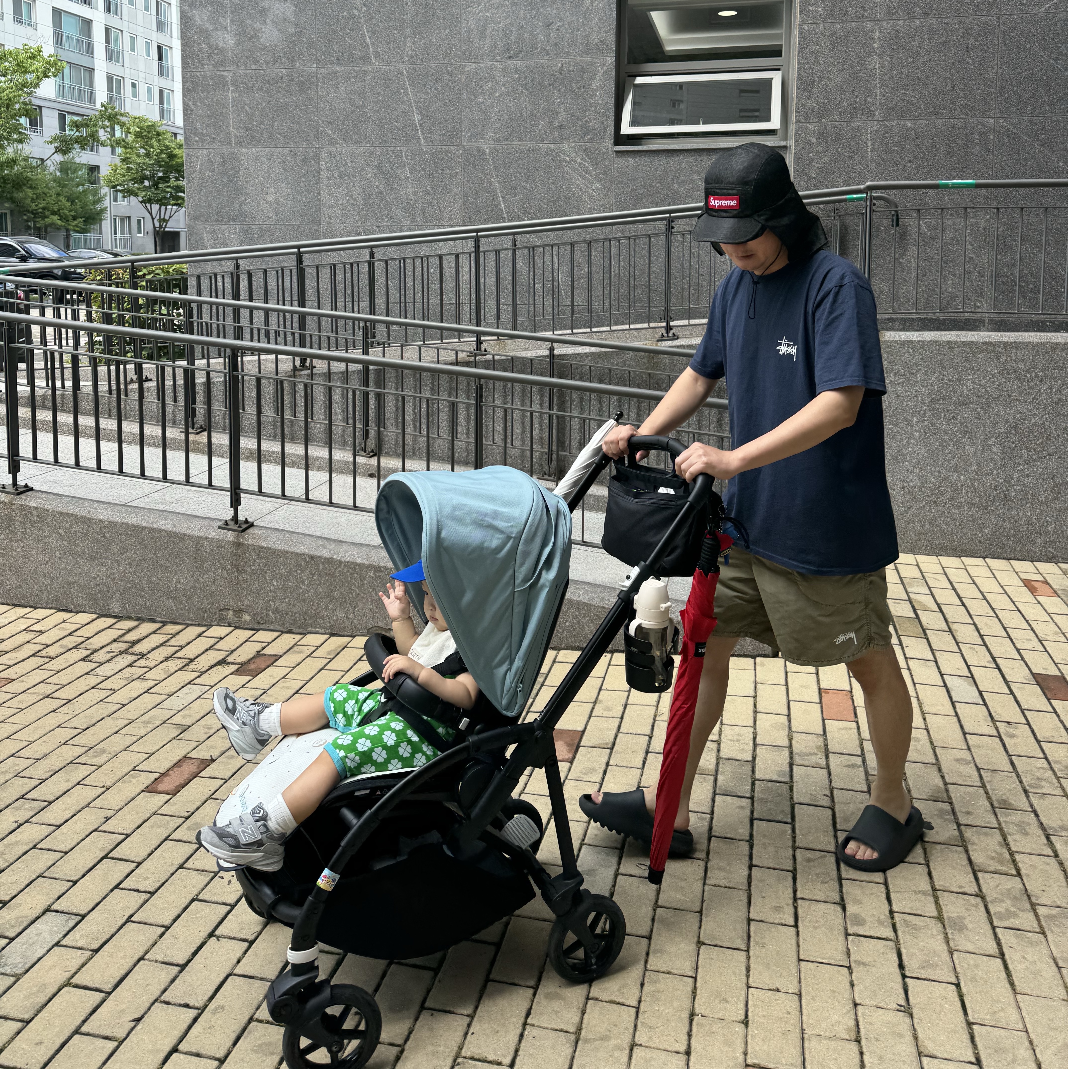 Supreme Mesh Sunshield Camp Cap Leopard - 24SS, Stussy Basic Stussy T-Shirt Navy 2023 착용 스타일