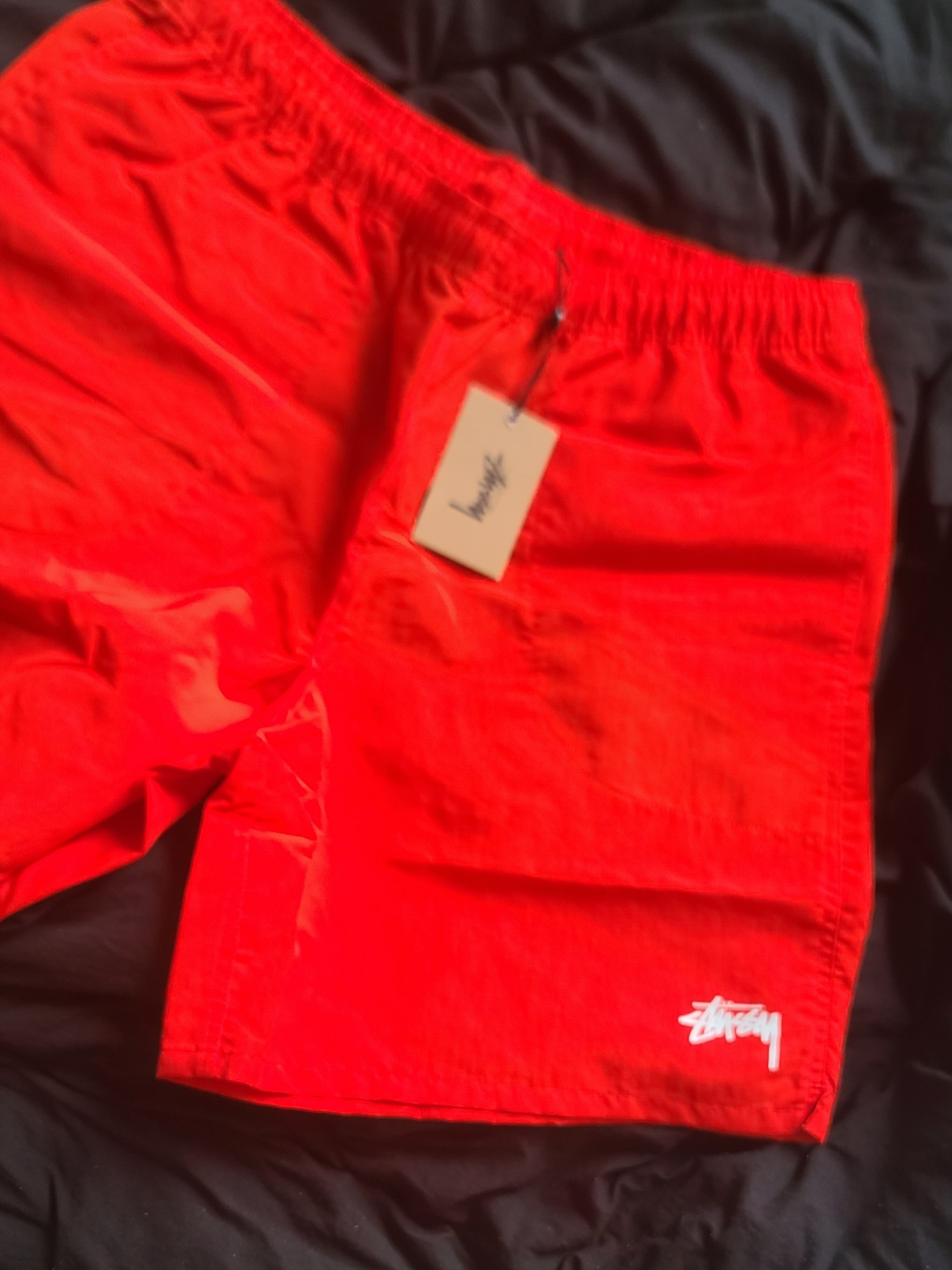 Stussy Stock Water Shorts Bright Red, Stussy Stock Water Shorts Bright Red 착용 스타일
