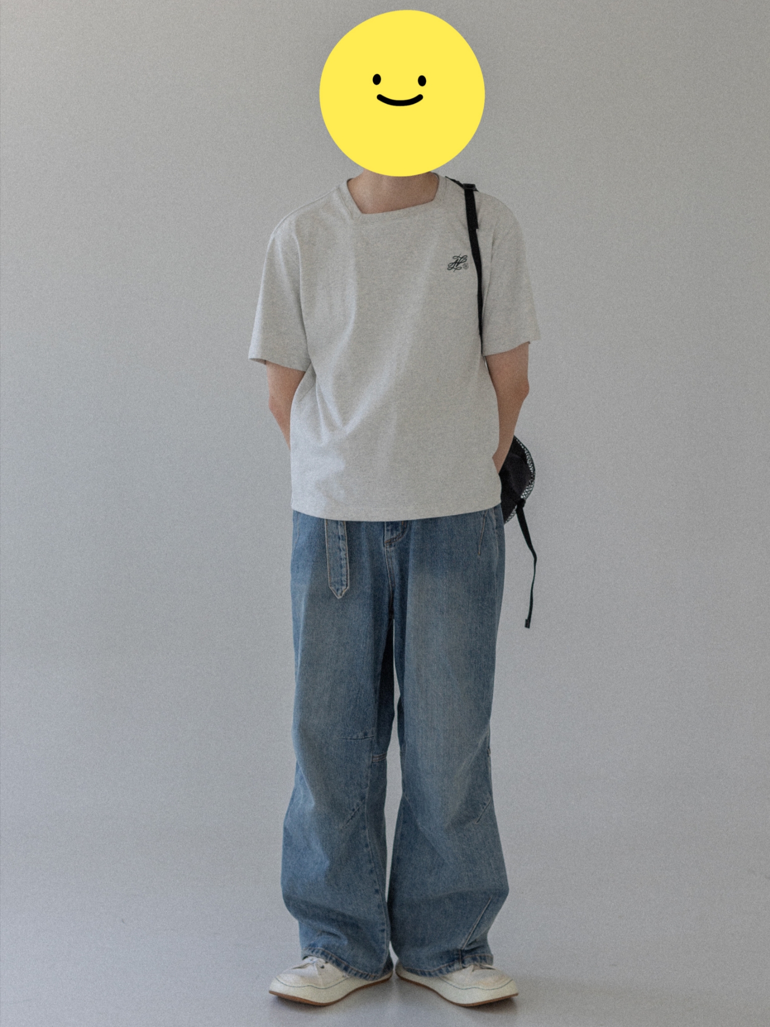 Ader Error Dancy Logo T-Shirt Oatmeal, Ader Error Log; Canv White 착용 스타일 - 2
