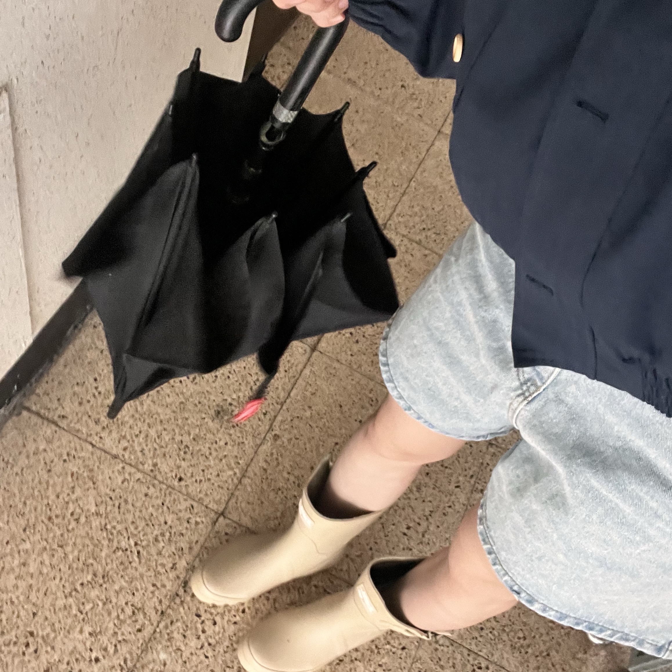 (W) Rockfishweatherwear Original Short Rain Boots Beige 착용 스타일