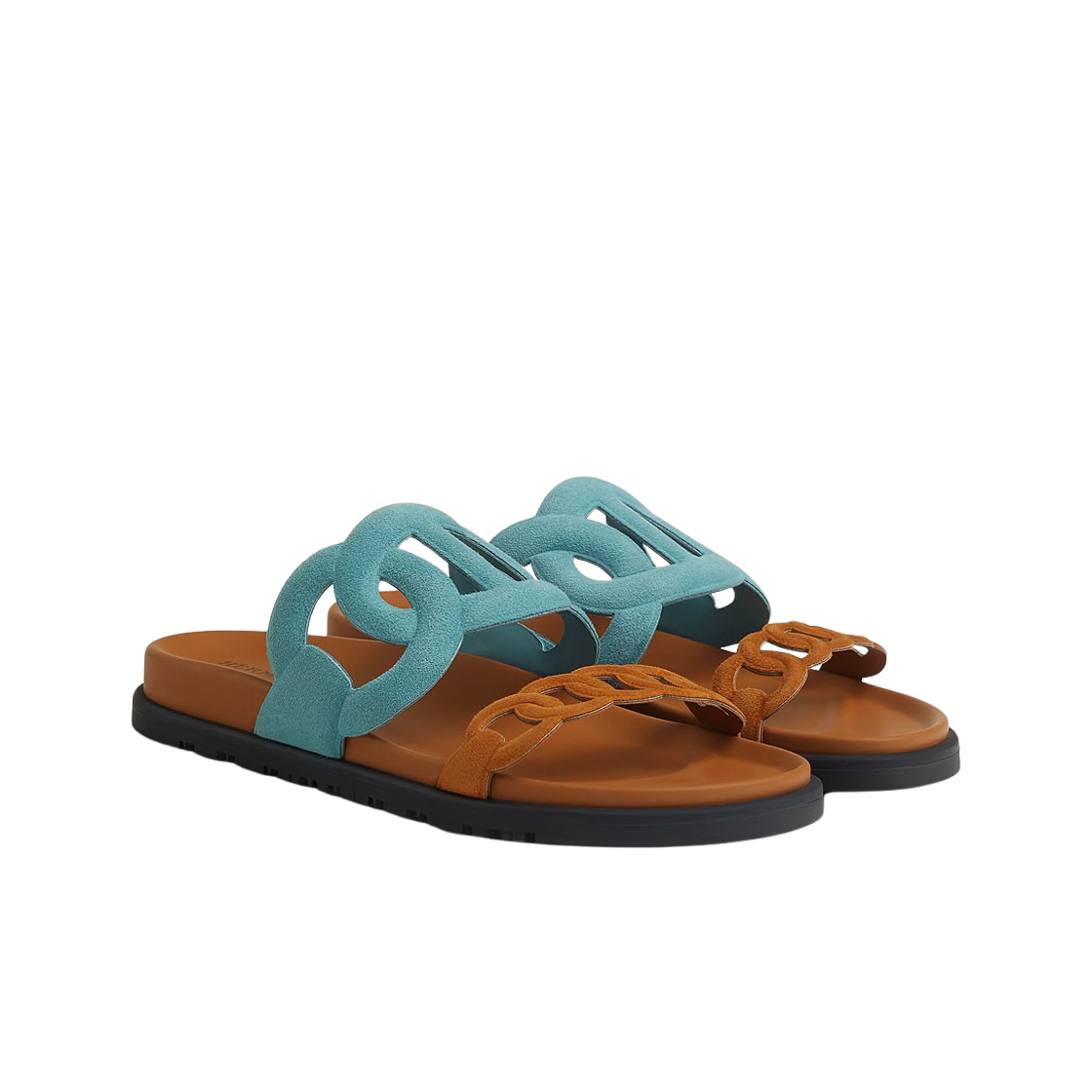 (W) 에르메스 엑스트라 샌들 스웨이드 고트스킨 & 블루 미네랄 나뛰렐((W) Hermes Extra Sandal Suede Goatskin & Bleu Mineral Naturel) - 2