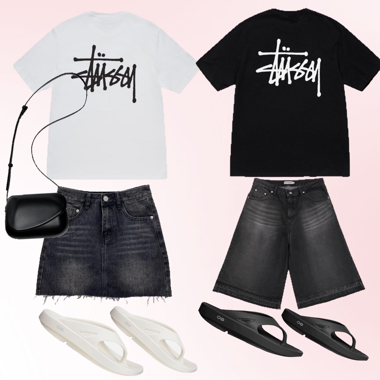 Stussy Basic Stussy T-Shirt White 2024, 2025, Stussy Basic Stussy T-Shirt Black 2024, 2025 착용 스타일
