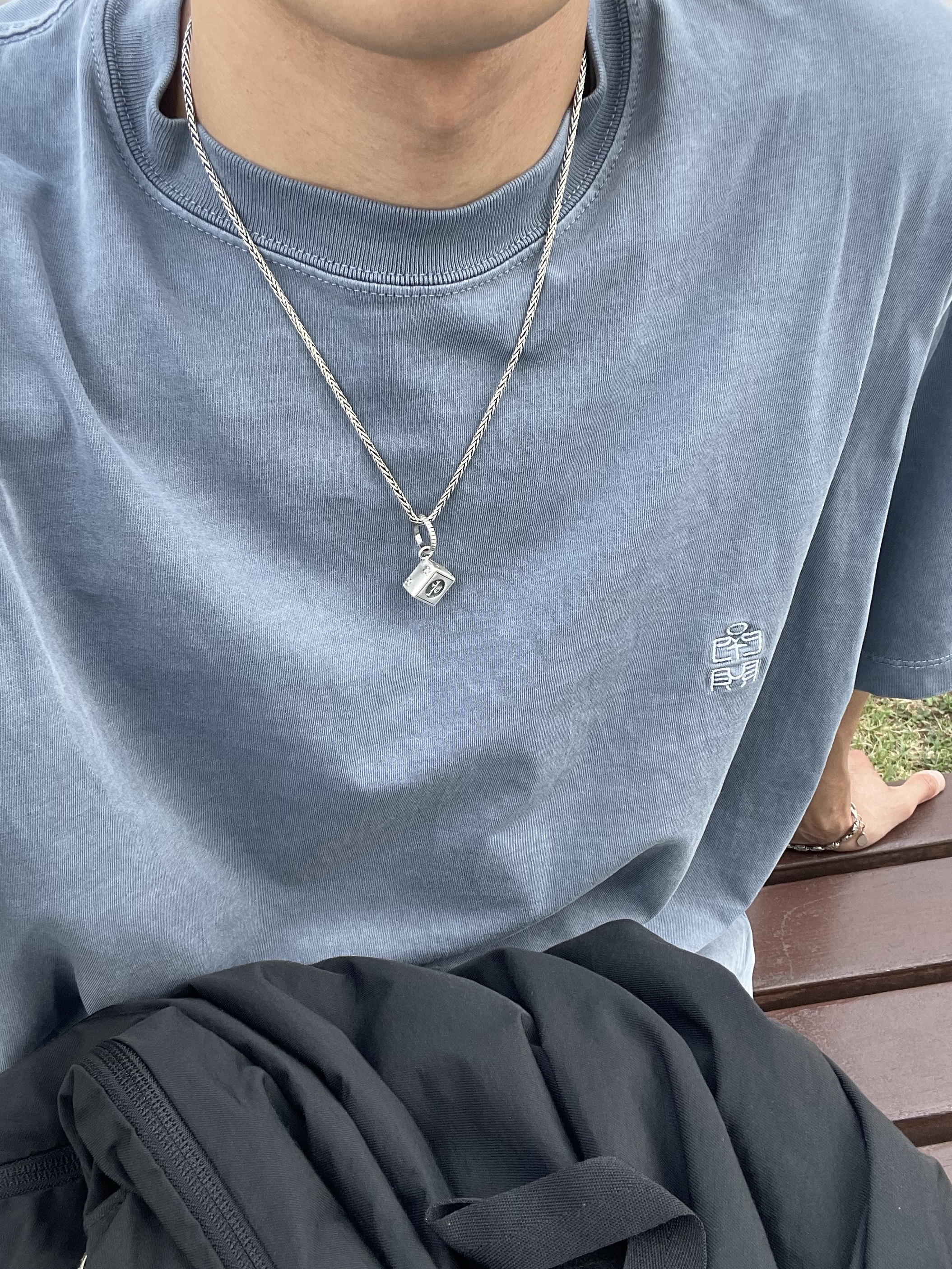 Polyteru Human Index Human Regular 1/2 T-Shirt Dyed Blue, [프리오더] Polyteru 925 Silver Pendant Dice 착용 스타일 - 1