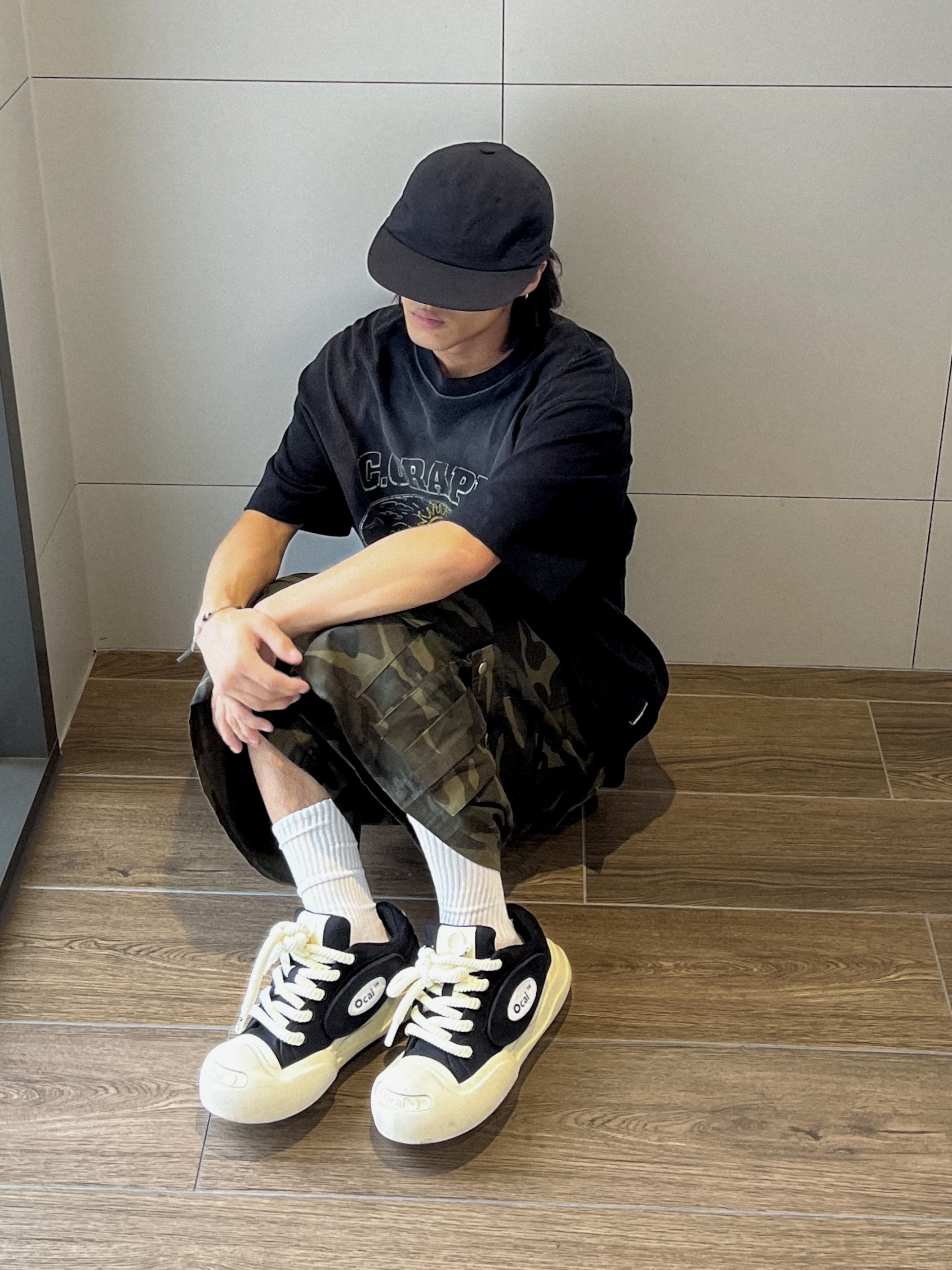 Supreme x MM6 Maison Margiela Painted Camp Cap Black - 24SS 착용 스타일 - 1