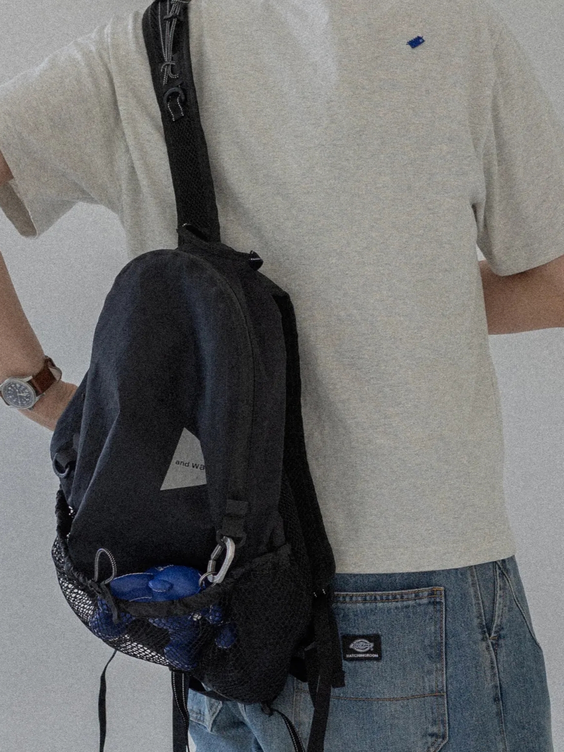 Ader Error Dancy Logo T-Shirt Oatmeal, Ader Error Log; Canv White 착용 스타일 - 1