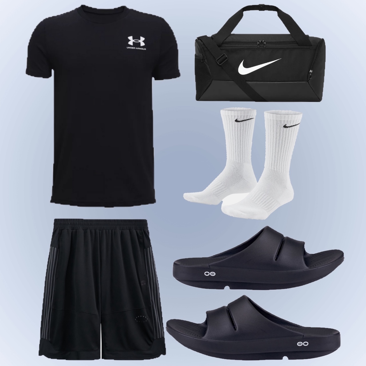 Nike Brasilia 9.5 Training Duffle Bag Small 41L Black, Nike Everyday Cushioned Training Crew Socks White (3 Pack/Korean Ver.) 착용 스타일