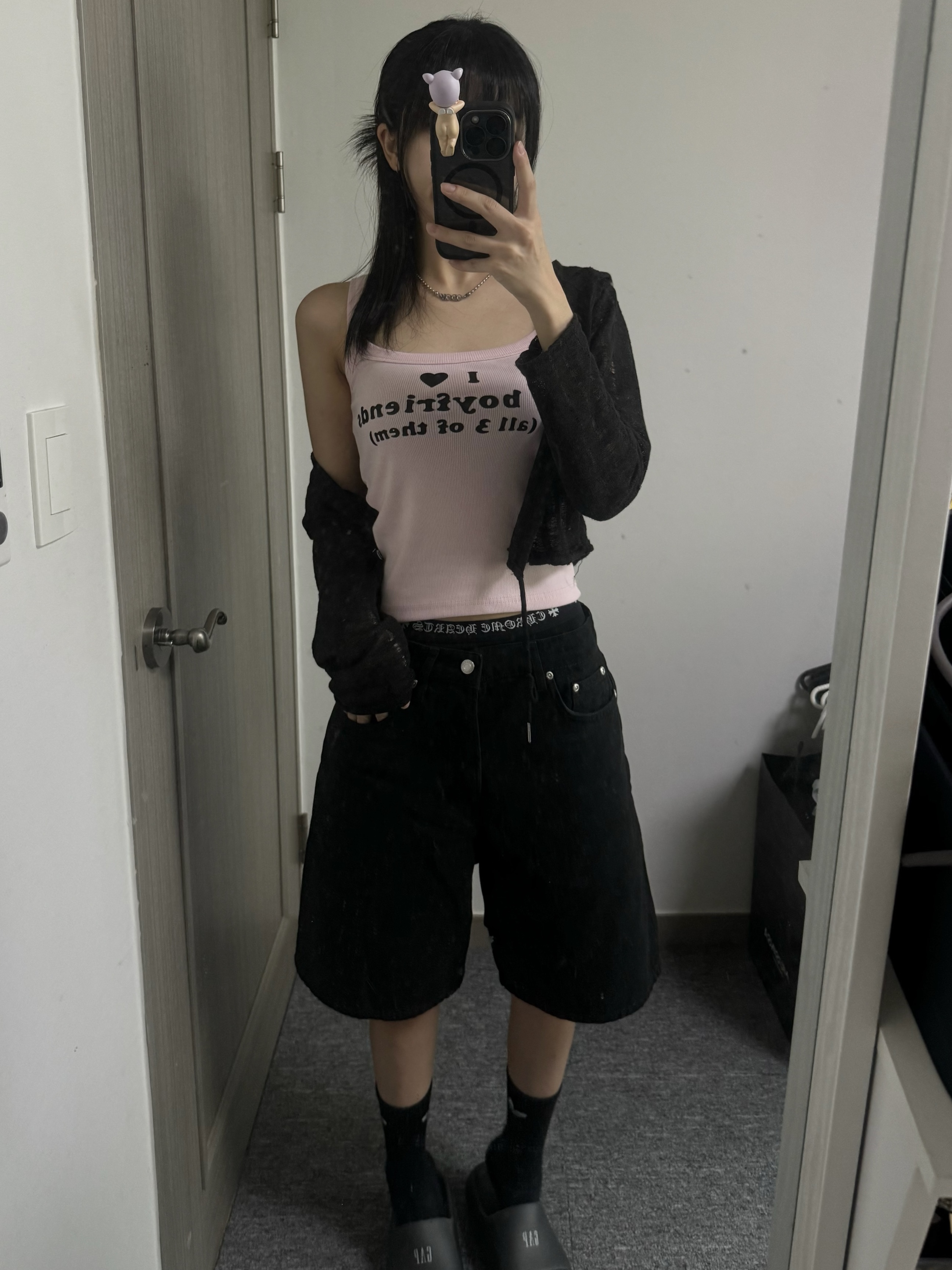 Stussy Washed Canvas Big OL' Shorts Black, Chrome Hearts Boxer Brief Black 착용 스타일 - 6