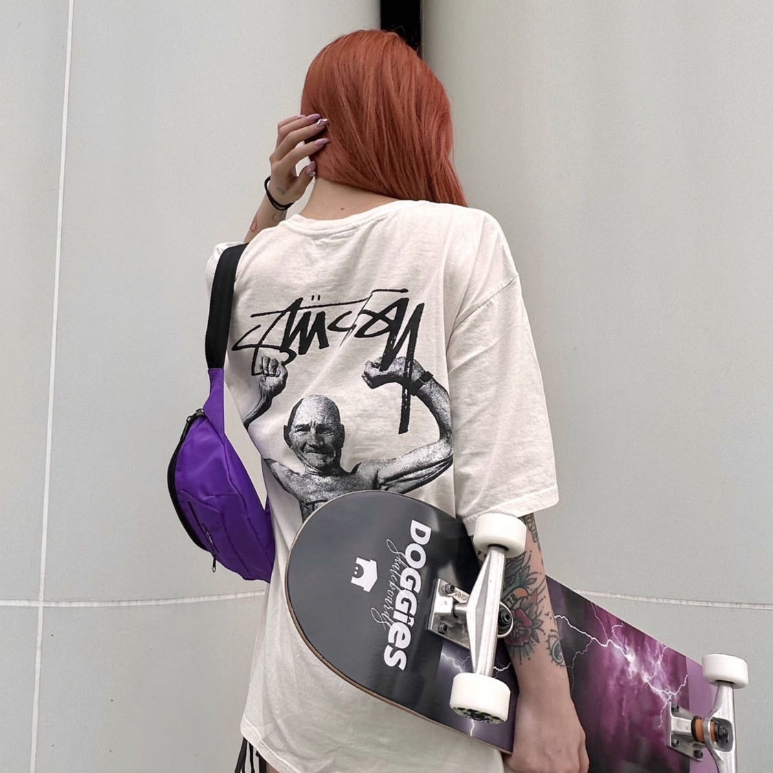 Stussy x Martine Rose Stand Firm Pigment Dyed T-Shirt Natural 착용 스타일
