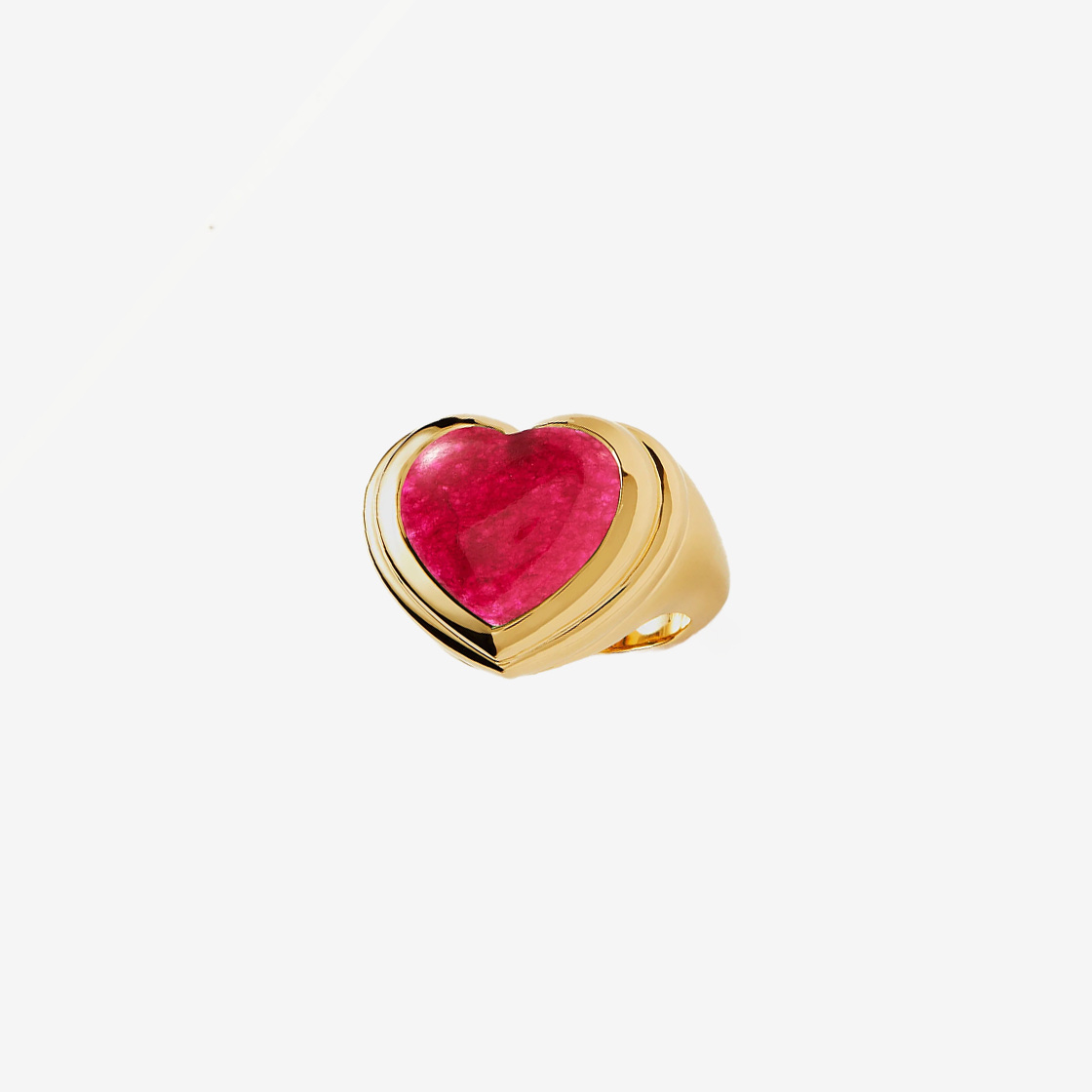 Missoma Jelly Heart Gemstone Ring Aqua Chalcedony - 24FW, Missoma Jelly Heart Gemstone Ring Pink Quartz - 24FW 착용 스타일 - 4