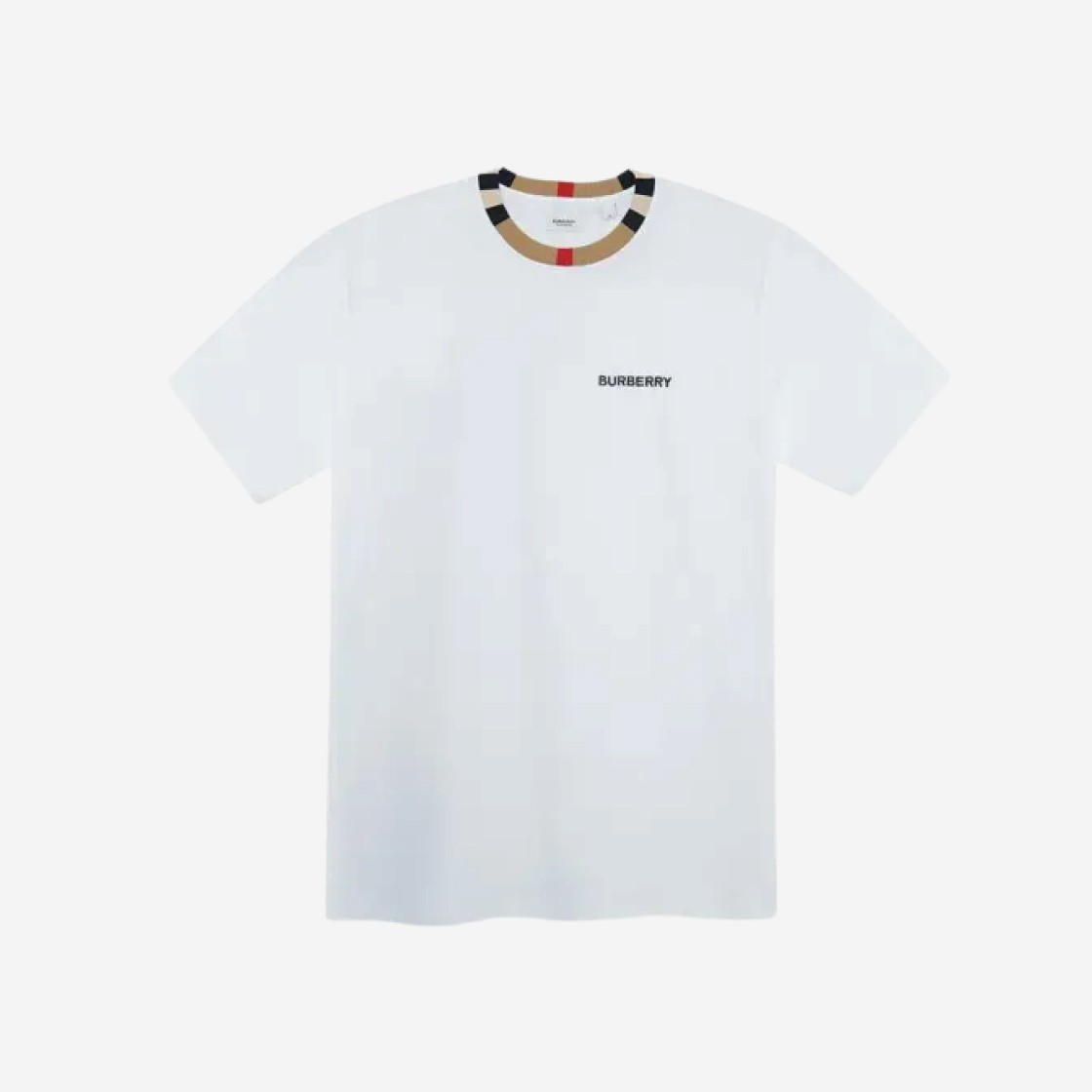 Burberry Icon Stripe Trim Cotton T-shirt White 상세 이미지 1