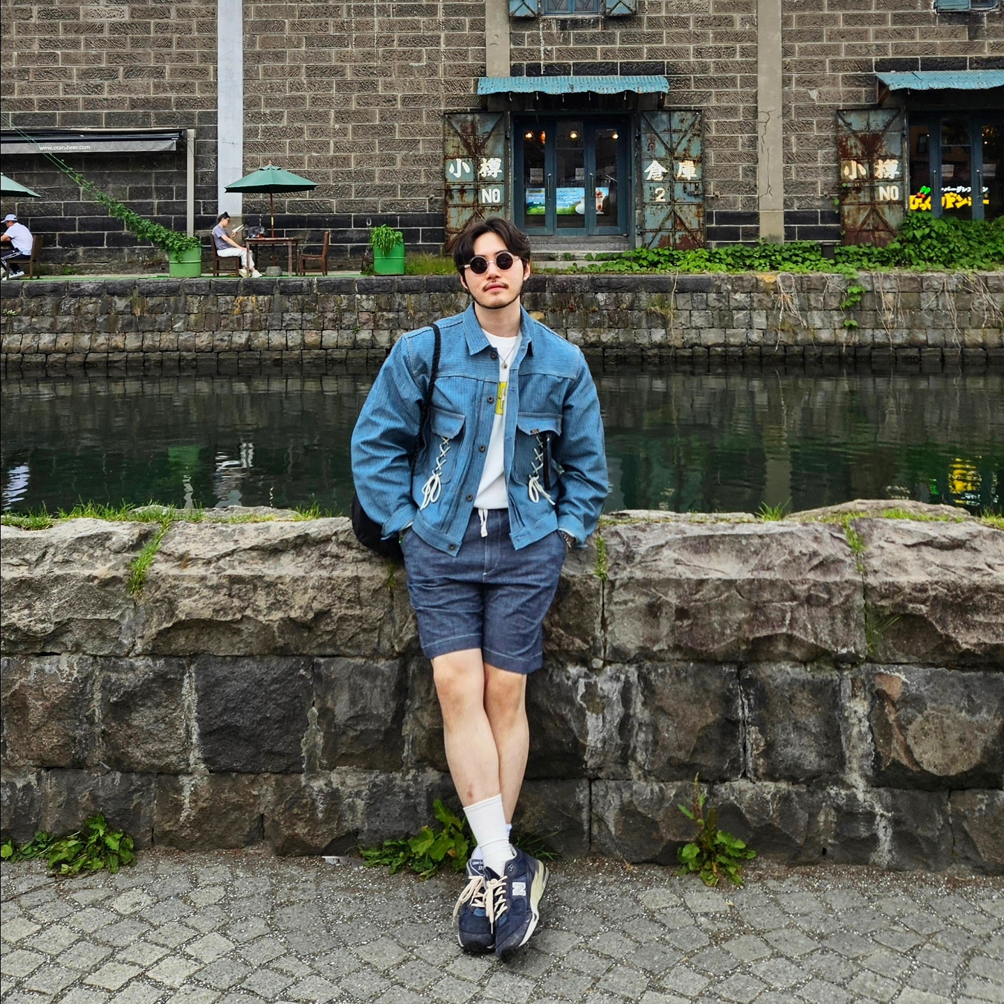 Kapital Century Denim Lace-Up 2nd Jacket N7S Indigo, New Balance 991 Made in UK Navy 착용 스타일 - 3