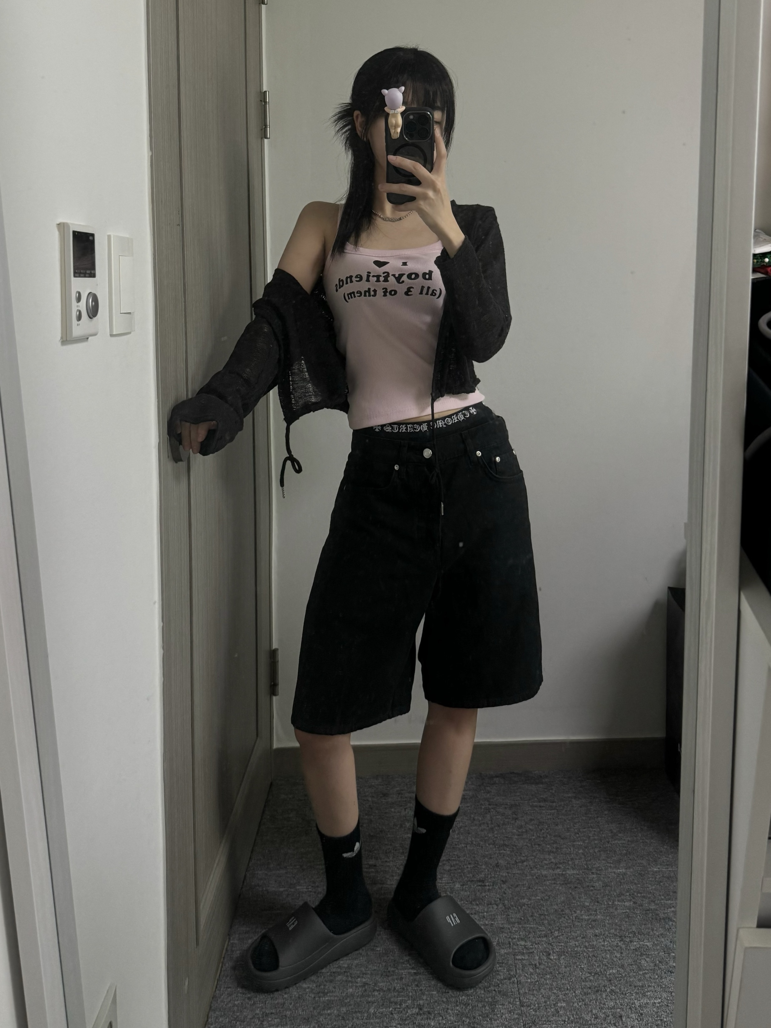 Stussy Washed Canvas Big OL' Shorts Black, Chrome Hearts Boxer Brief Black 착용 스타일 - 1