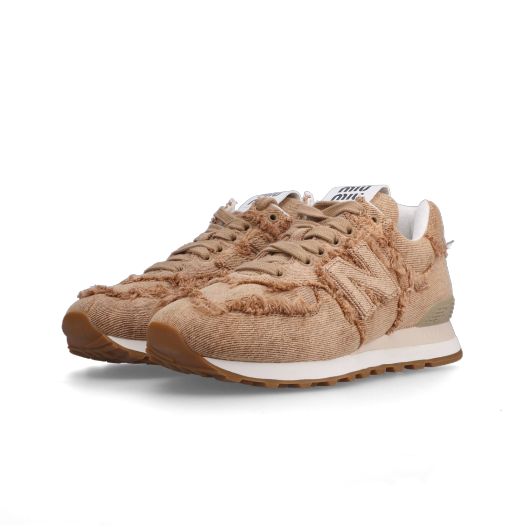 (W) New Balance x Miu Miu 574 Marble Denim Cognac