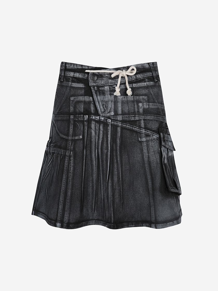 Ottolinger Women Midi Skirt Black White Paint 착용 스타일 - 2