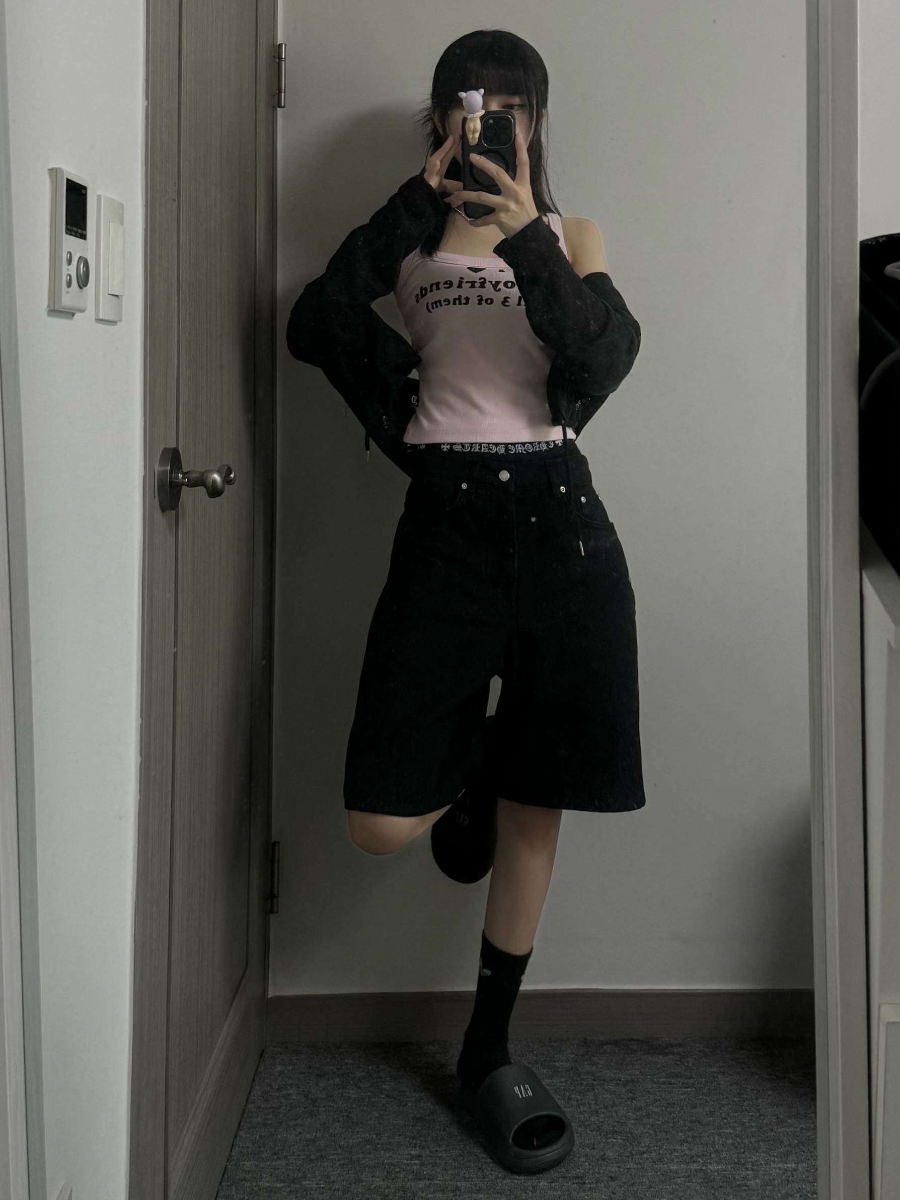 Stussy Washed Canvas Big OL' Shorts Black, Chrome Hearts Boxer Brief Black 착용 스타일 - 4
