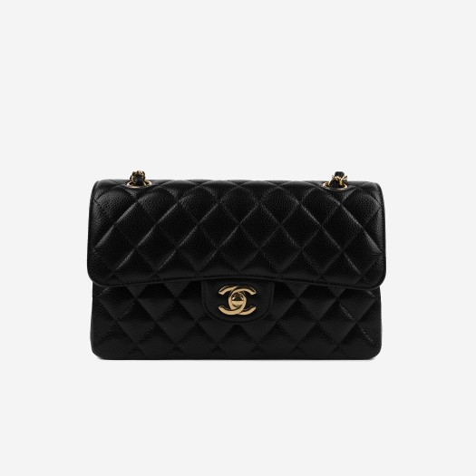 Chanel Small Classic Handbag Grained Calfskin & Gold Black