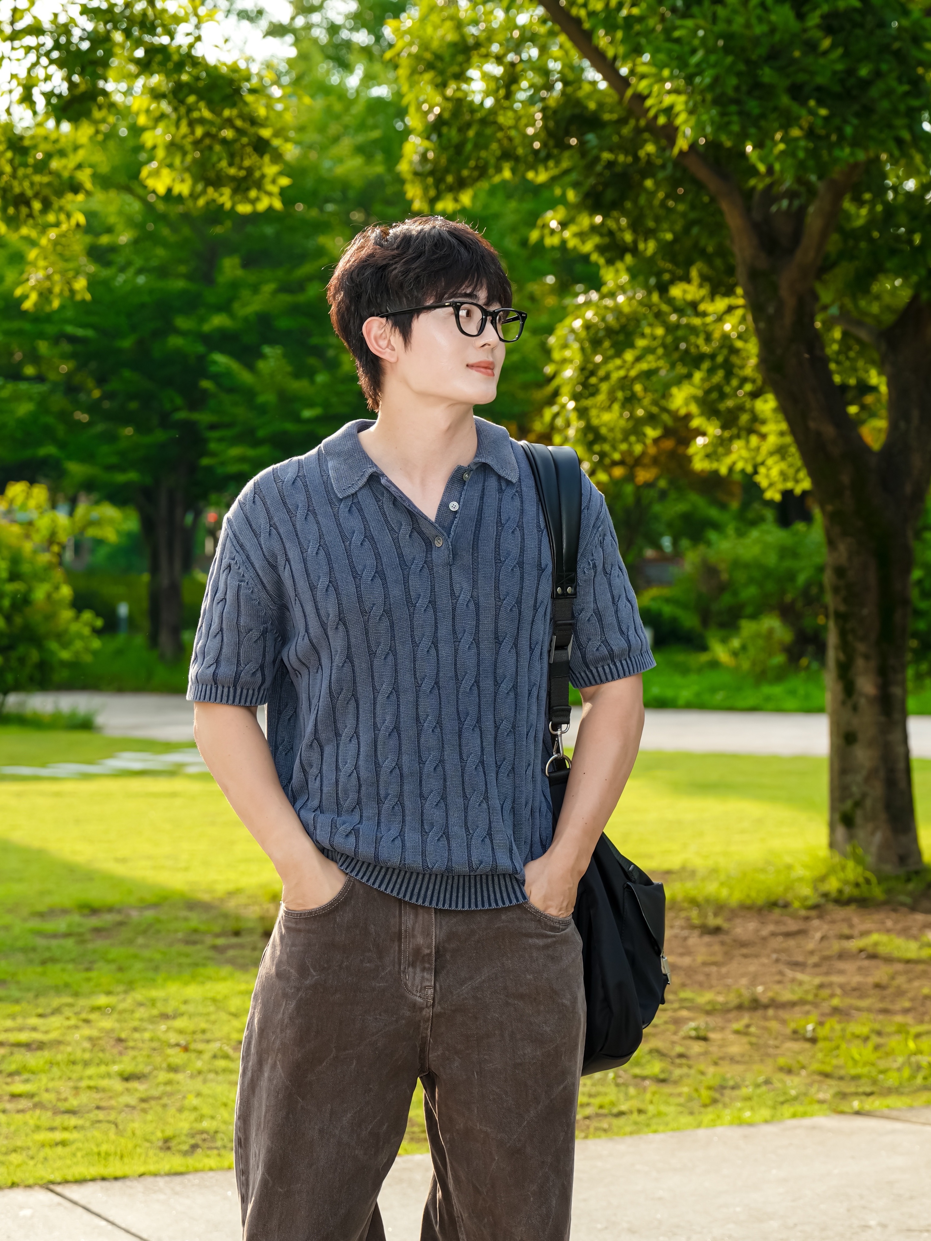 Kinchi Grainy - 547 (a) Brown 착용 스타일 - 2