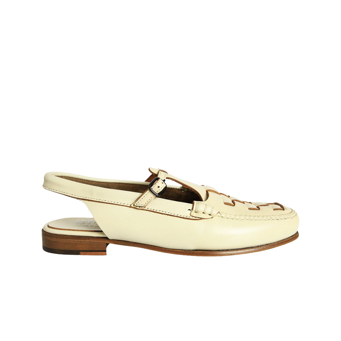 (W) 헤레우 로케타 슬링백 T 바 로퍼 커스타드((W) Hereu Roqueta Slingback T-Bar Loafer Custard)