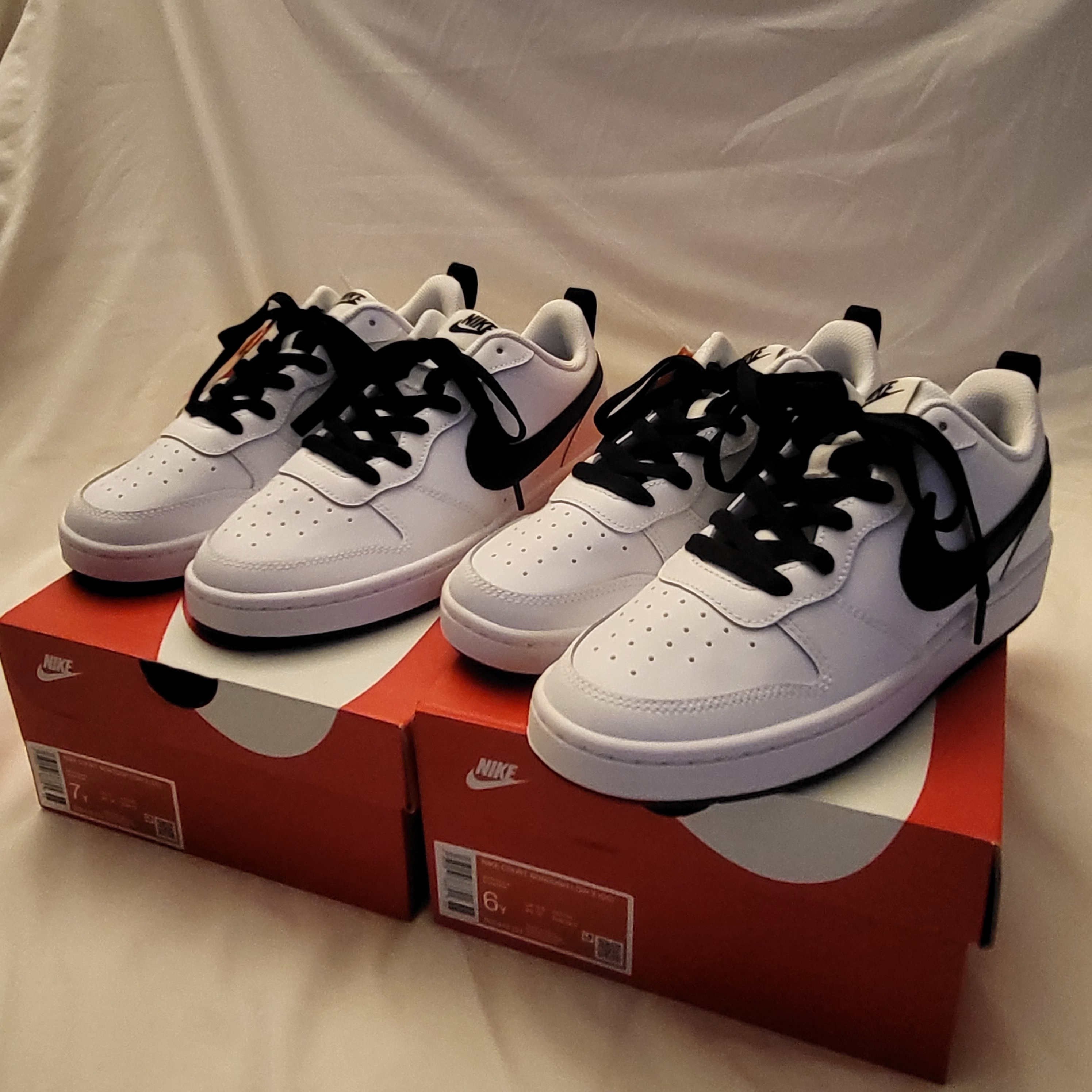(GS) Nike Court Borough Low 2 White Black 착용 스타일
