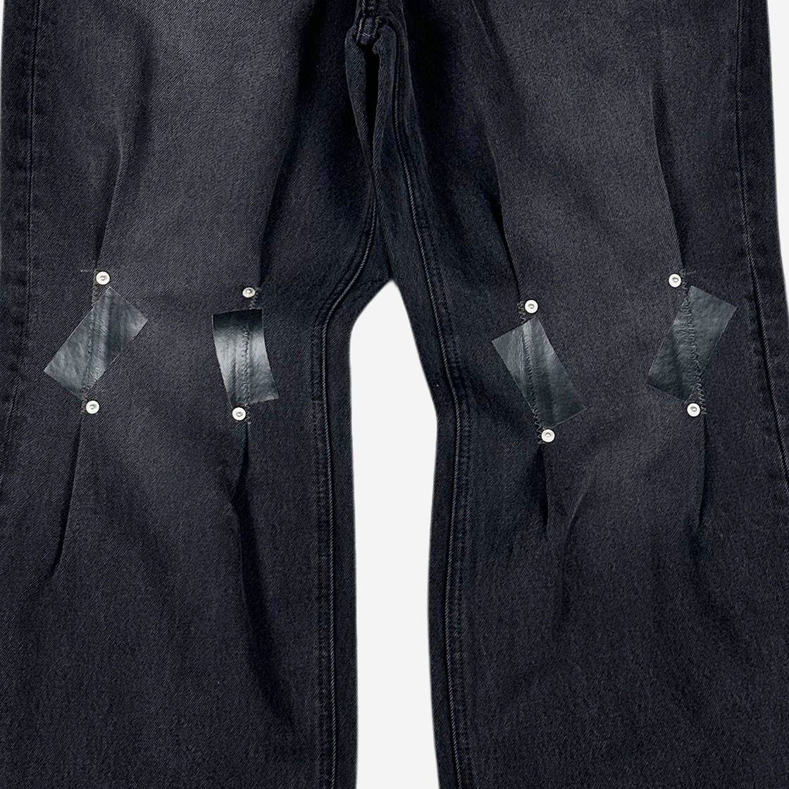 레저렉션13 테이핑 리벳 플레어 팬츠 블랙(Resurrection13 Taping Revet Flared Pants Black) - 3