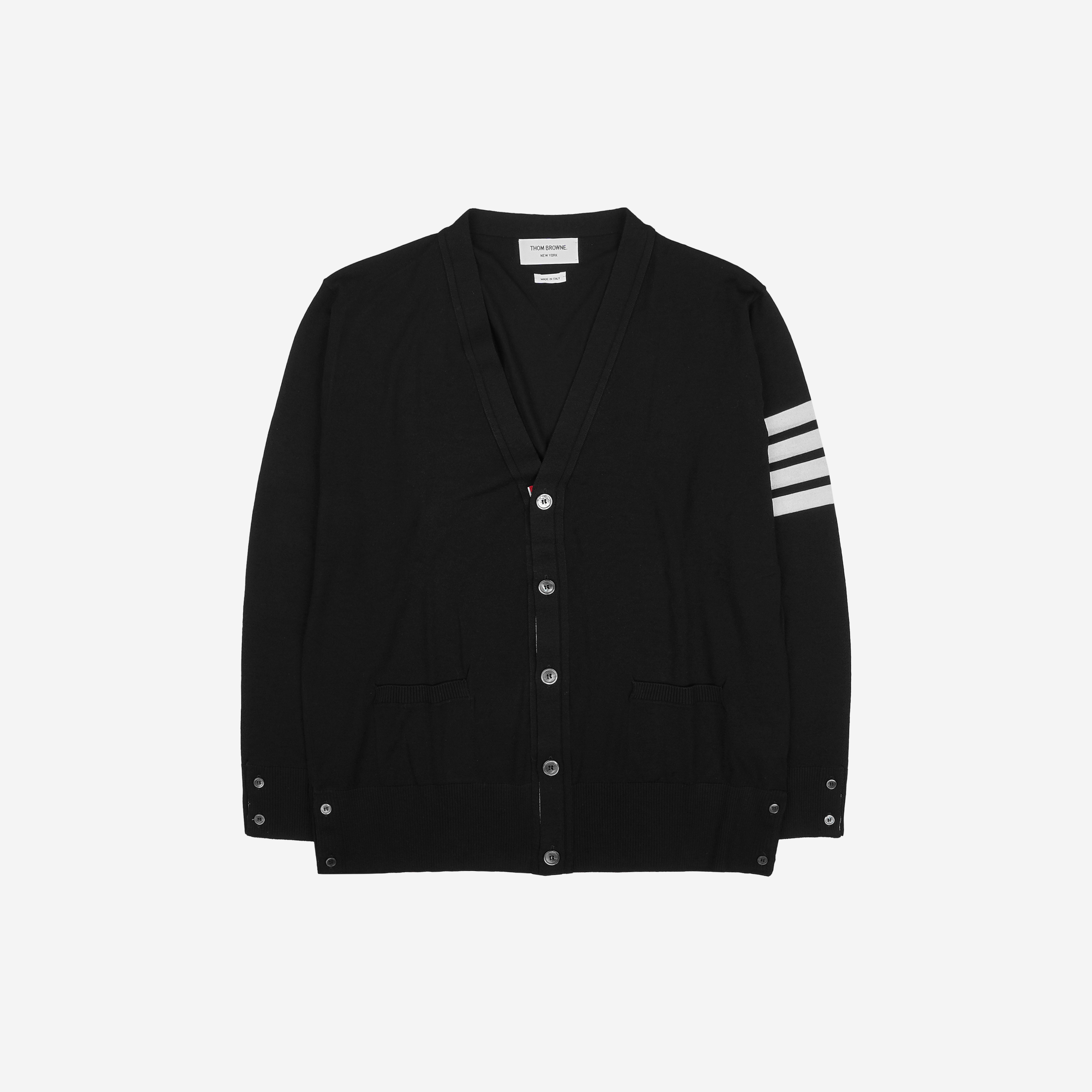 Thom Browne Sustainable Fine Merino Wool 4-Bar Classic Cardigan Black