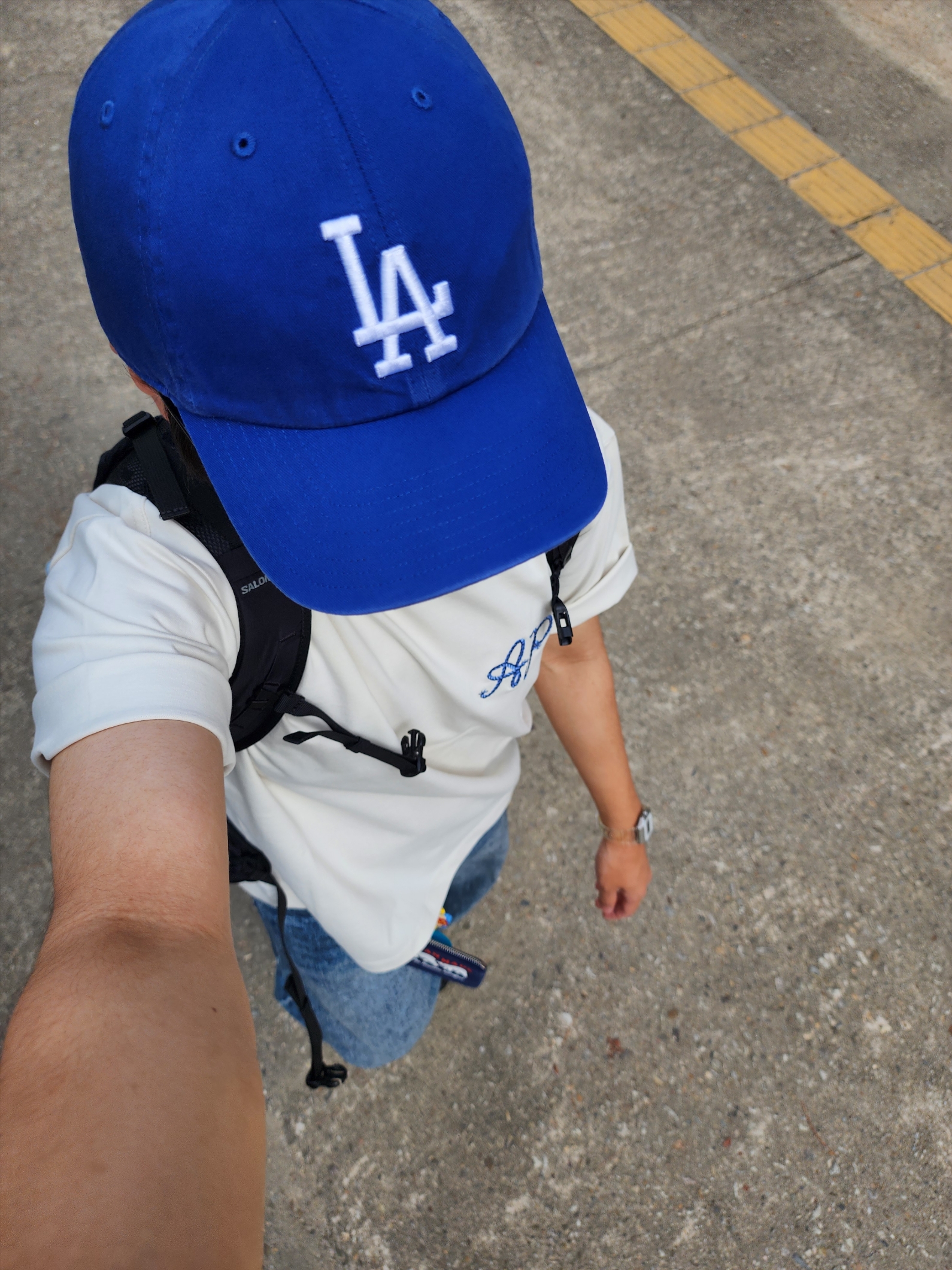 47 Brand LA Dodgers Clean Up Royal, Human Made Card Case Navy 착용 스타일 - 1